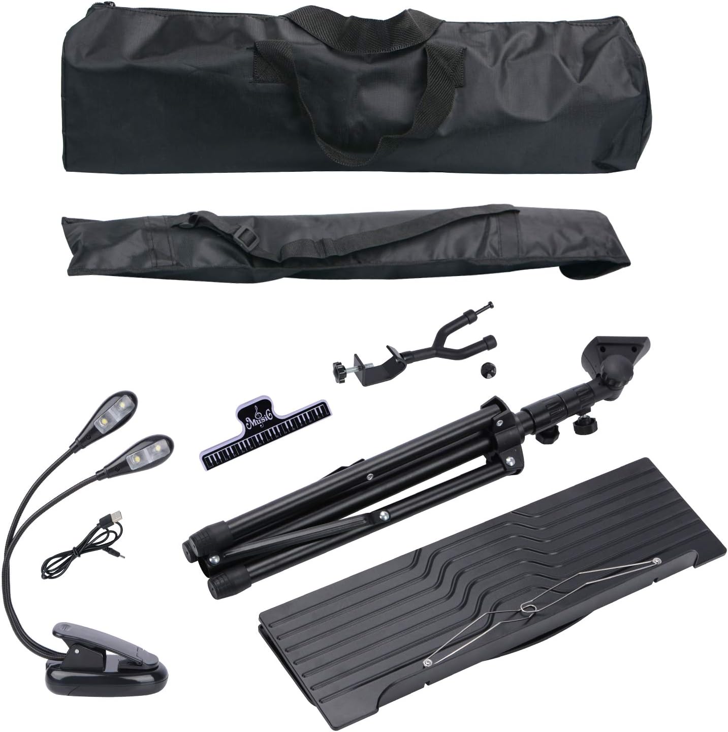Klvied Portable Folding Sheet Music Stand with Violin Hanger