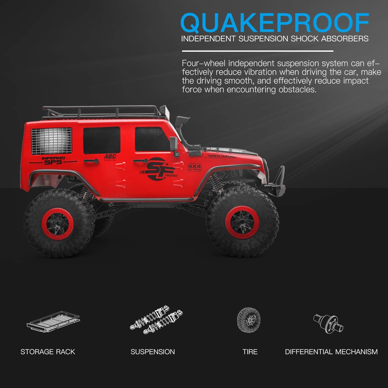GoolRC WLtoys 104311 RC Car, 1/10 Scale 4WD 2.4Ghz Remote Control Car, Brushed Motor Off-Road Crawler Car RTR for and Adults