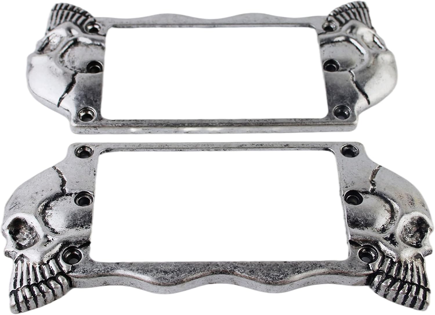 Guyker Flat Metal Humbucker Pickup Mounting Ring Set - Bridge Neck Pickups Cover Frame Replacement Part for Electric Guitar or Precision Bass(2PCS