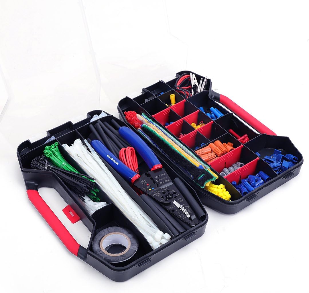 WORKPRO Crimping Tool Kit with 582PCS Heat Shrink Wire Connectors | Electrical Wire Terminals for AWG 22-10, 3-in-1 Wire Strippers Cutters & Crimpers