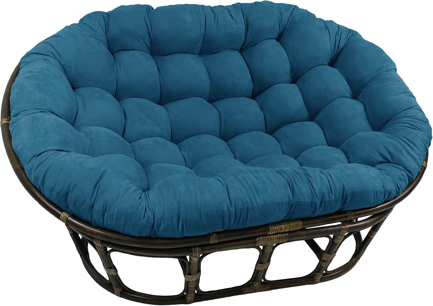 Blazing Needles Solid Microsuede Double Papasan Chair Cushion, 58" x 6" x 78", Black