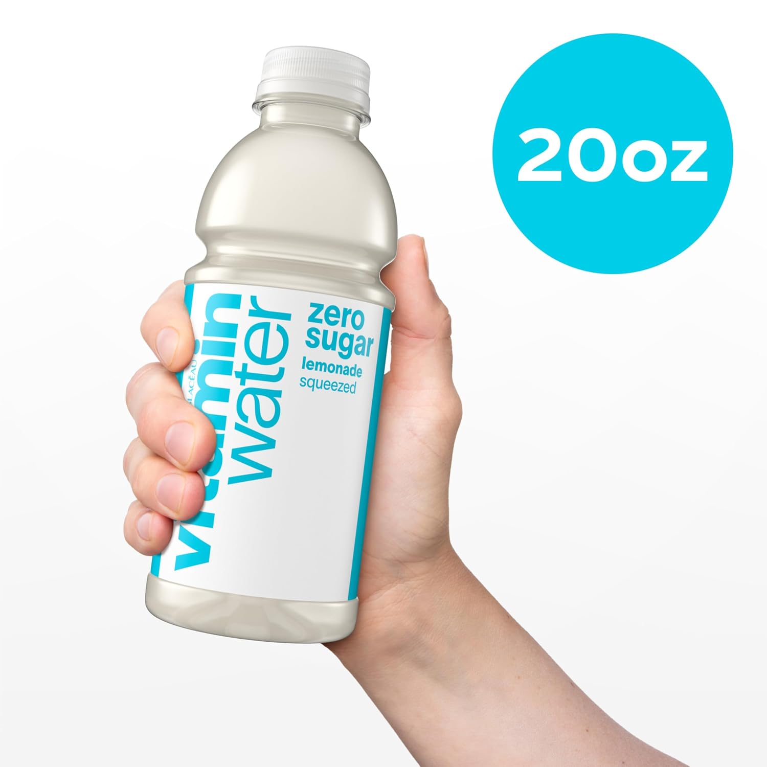 vitaminwater Squeezed Lemonade Zero Sugar, Flavored Water Beverage Bottles, 20 fl oz, 12 Pack