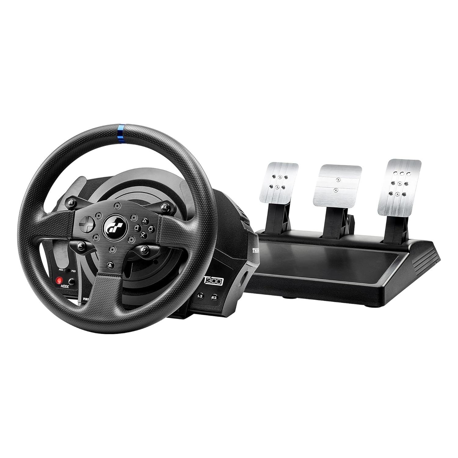 Thrustmaster T300RS GT Force Feedback Racing Wheel & 3 Pedal Set - PS5 & PC | Belt-driven motor, changeable rim, expandable with Thrustmaster shifters, for driving. farming simulators, cockpit ready