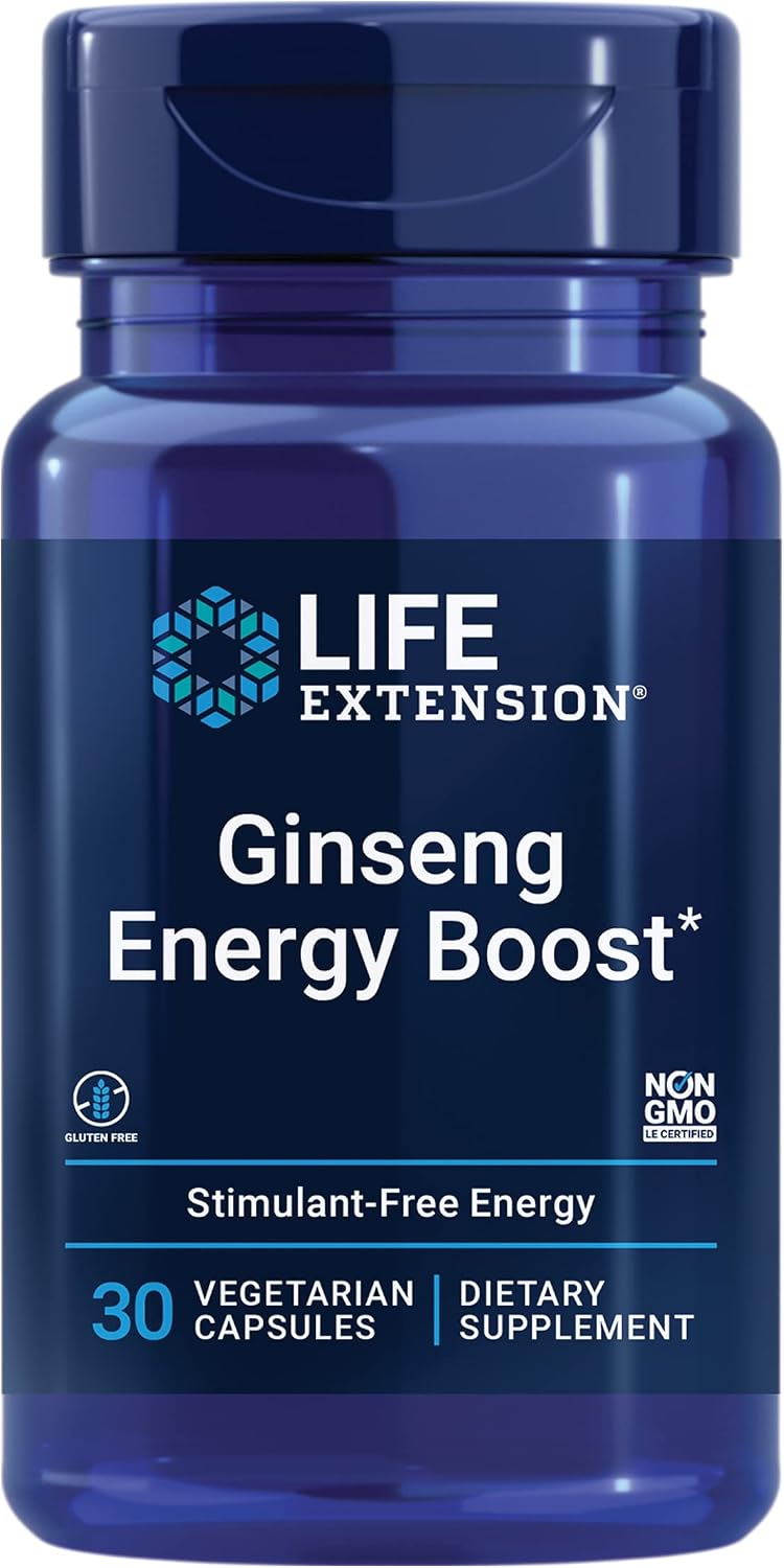 Life Extension Ginseng Energy Boost, Energy Support, Healthy Stress Management, Gluten-Free, Non-GMO, Vegetarian