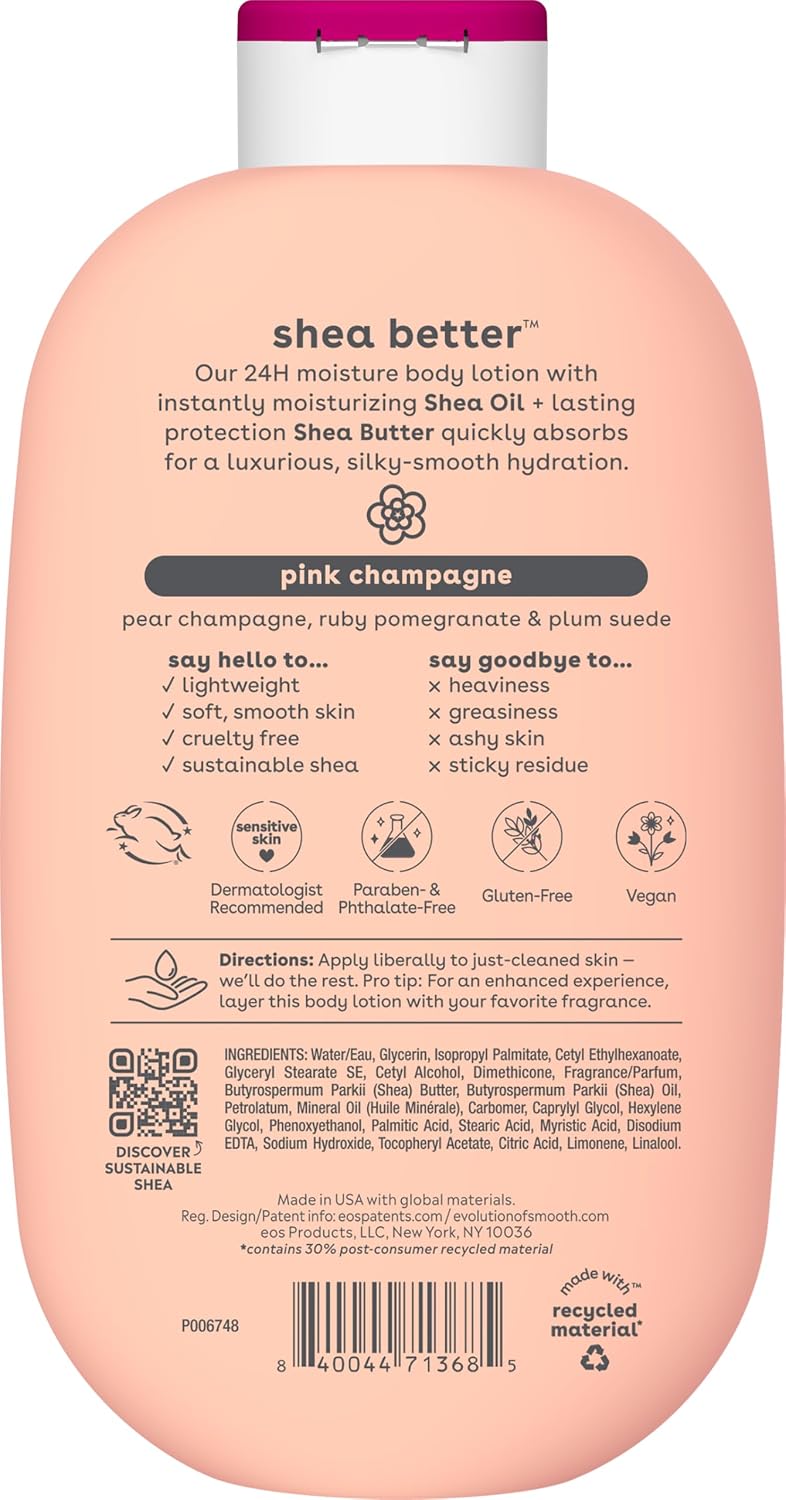 eos Shea Better Body Lotion- Vanilla Cashmere, 24-Hour Moisture, 16 fl oz