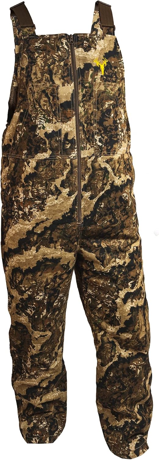 HOT SHOT Men’s Insulated Camo Bib, Ultra-Quiet Adjustable Overalls, Cold Weather Hunting Coveralls for Men
