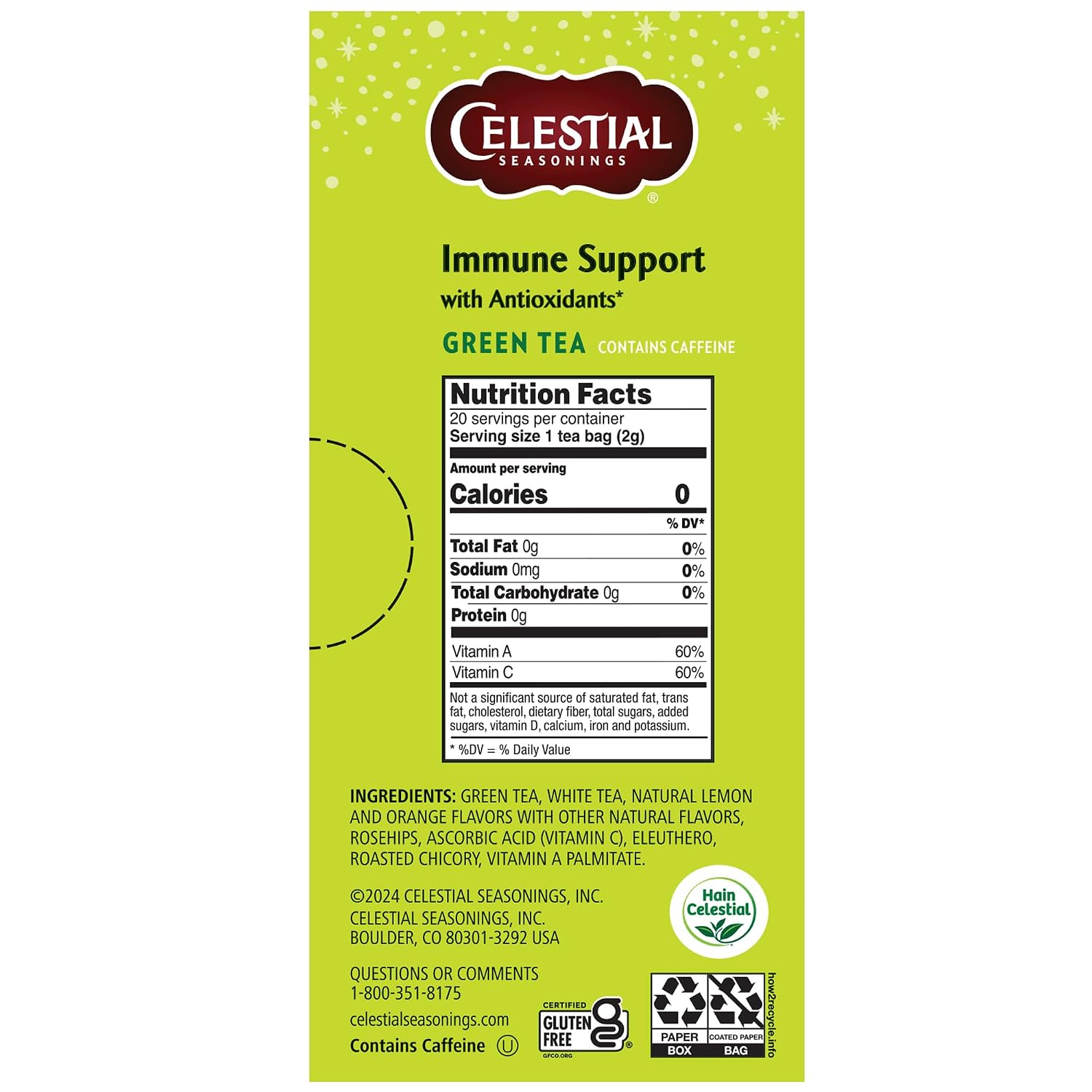 Celestial Seasonings Authentic Green Tea 40 Count