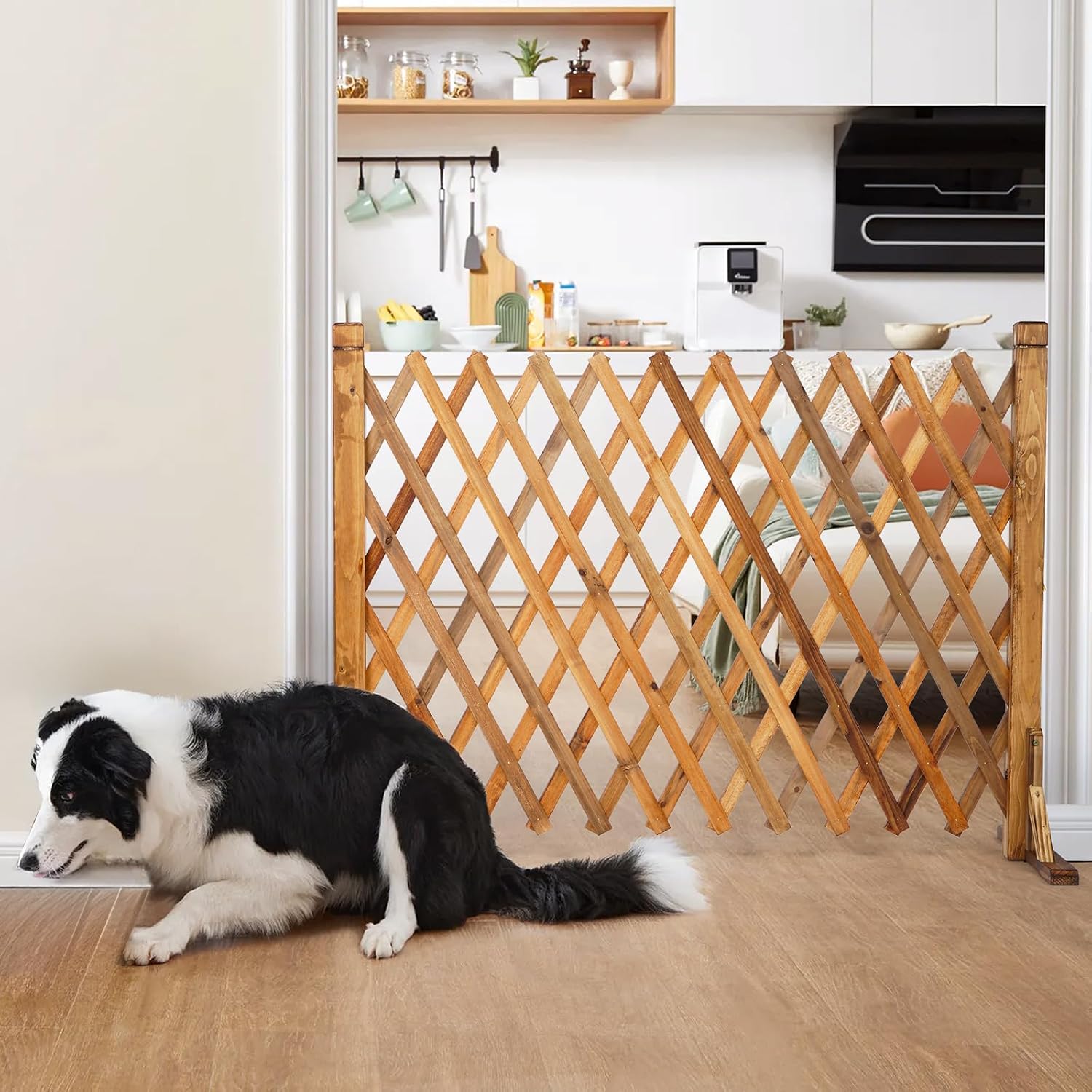 uyouous Garden Fence Wood Garden Fencing 2 Pack Extendable Instant Fence