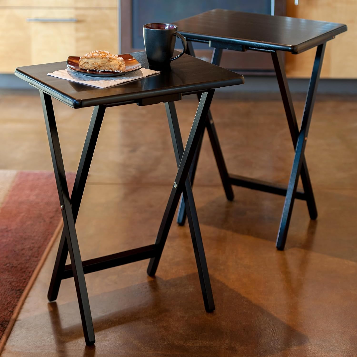 Winsome Alex Set of 2 Foldable Snack Tables, Natural, 26"