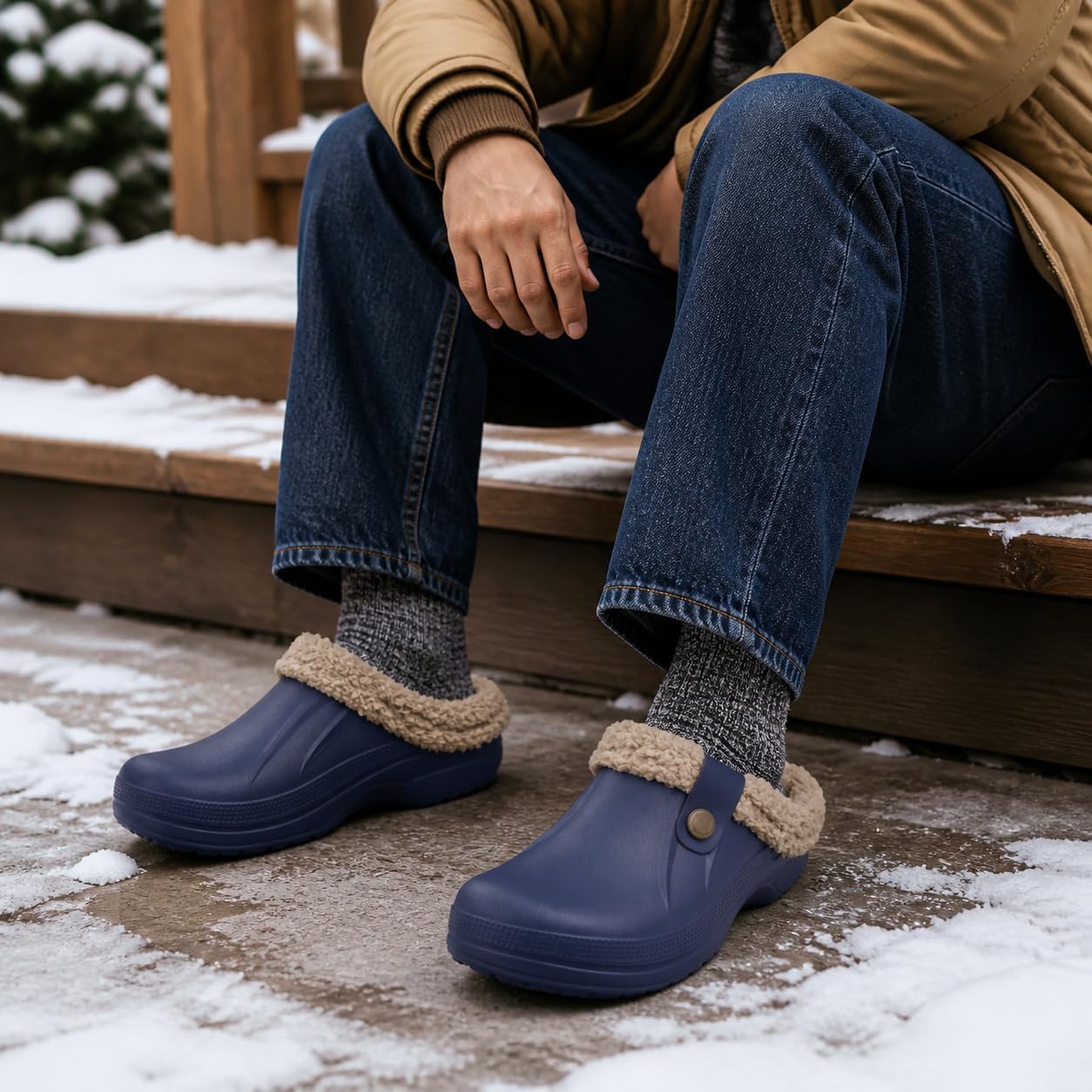 Beslip Fur Lined Clogs for Women & Men Fuzzy Slippers with Memory Foam