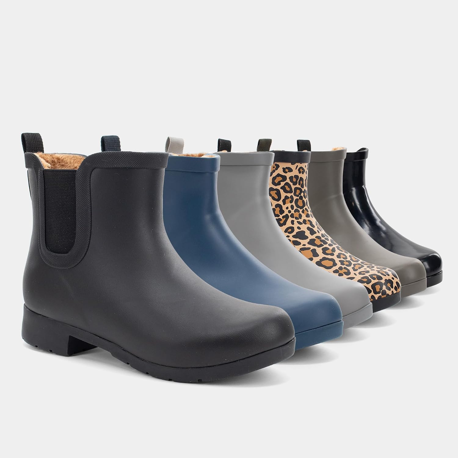 Chooka Women's Delridge Waterproof Faux Fur Chelsea Rain Boot Slip On