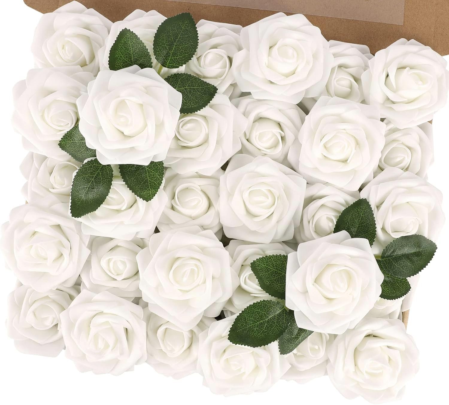 30PCS Yellow Artificial Flowers, Real Touch Fake Roses for Fall Decorations