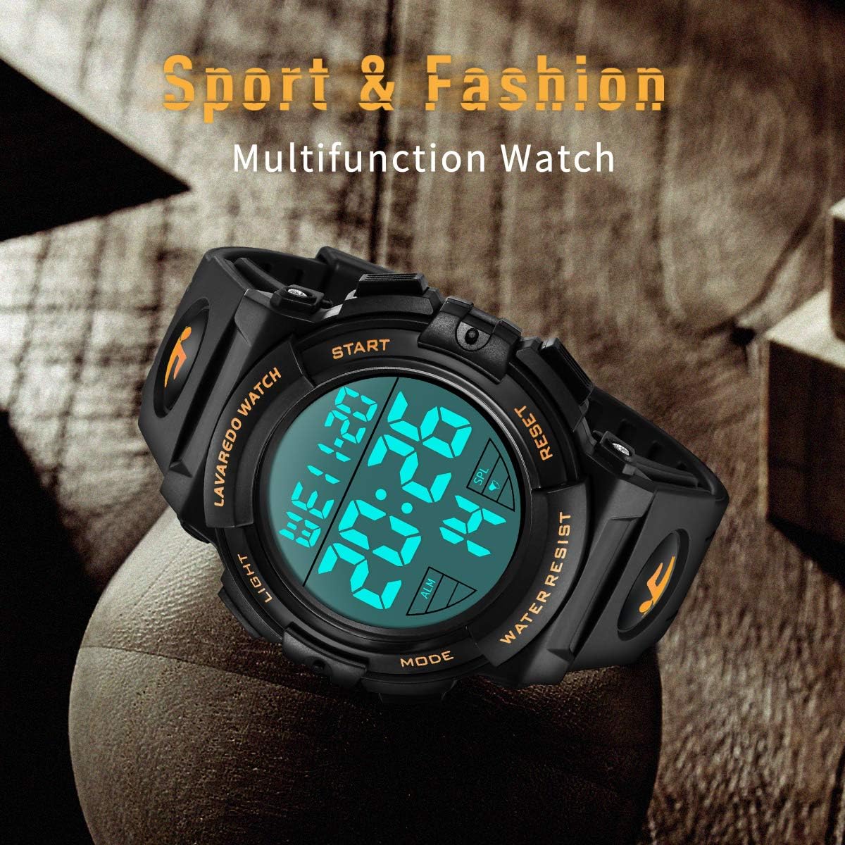 L LAVAREDO Mens Digital Watch Sports Military Watches Waterproof Outdoor Chronograph Wrist Watches for Men with LED Back Ligh/Alarm/Date