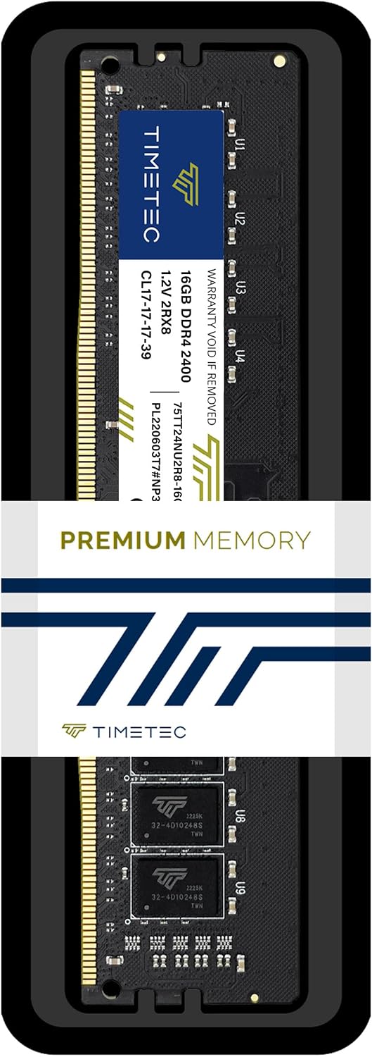 Timetec 16GB DDR4 2400MHz (PC4-2400T) PC4-19200 UDIMM Desktop RAM – 288-Pin 1.2V CL17 Non-ECC Unbuffered DIMM Memory Module Upgrade