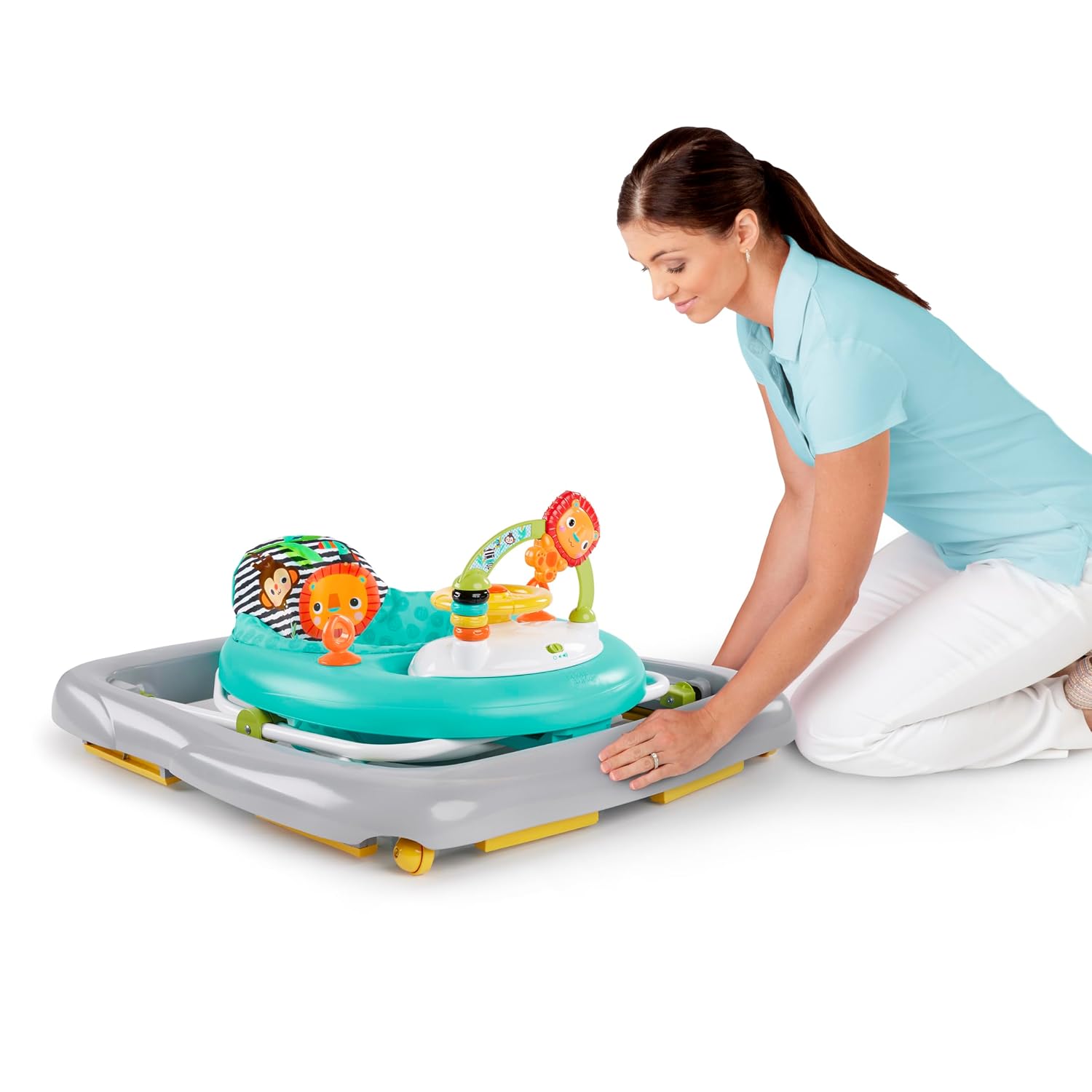 Bright Starts JuneBerry Walk-A-Bout Baby Walker and Entertainer, with Easy Fold Frame for Storage, Ages 6 Months +