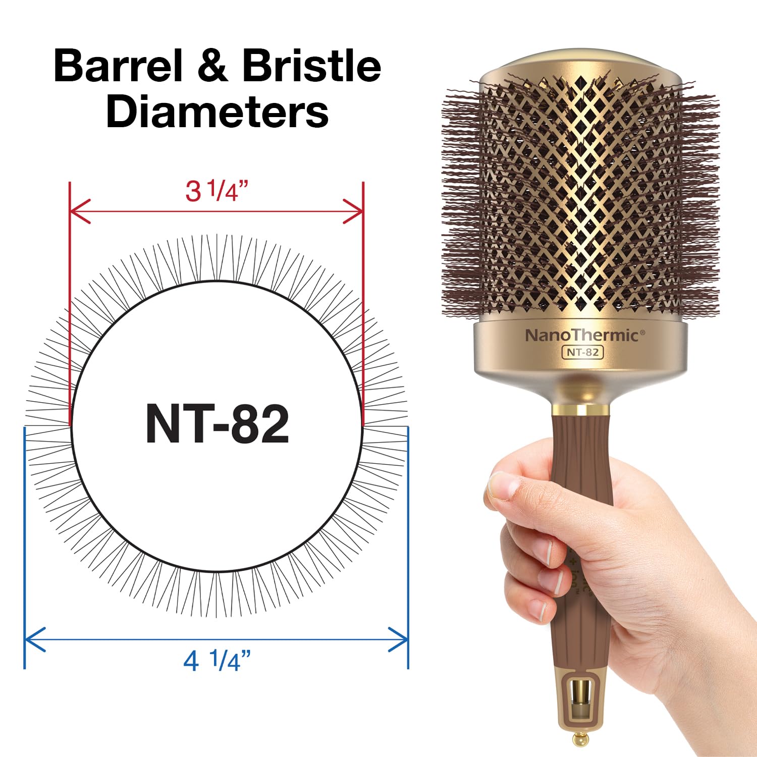 Olivia Garden NanoThermic Ceramic + Ion Round Thermal Hair Brush - Not Electrical - Professional Blowout Brush for Normal to Thick Hair