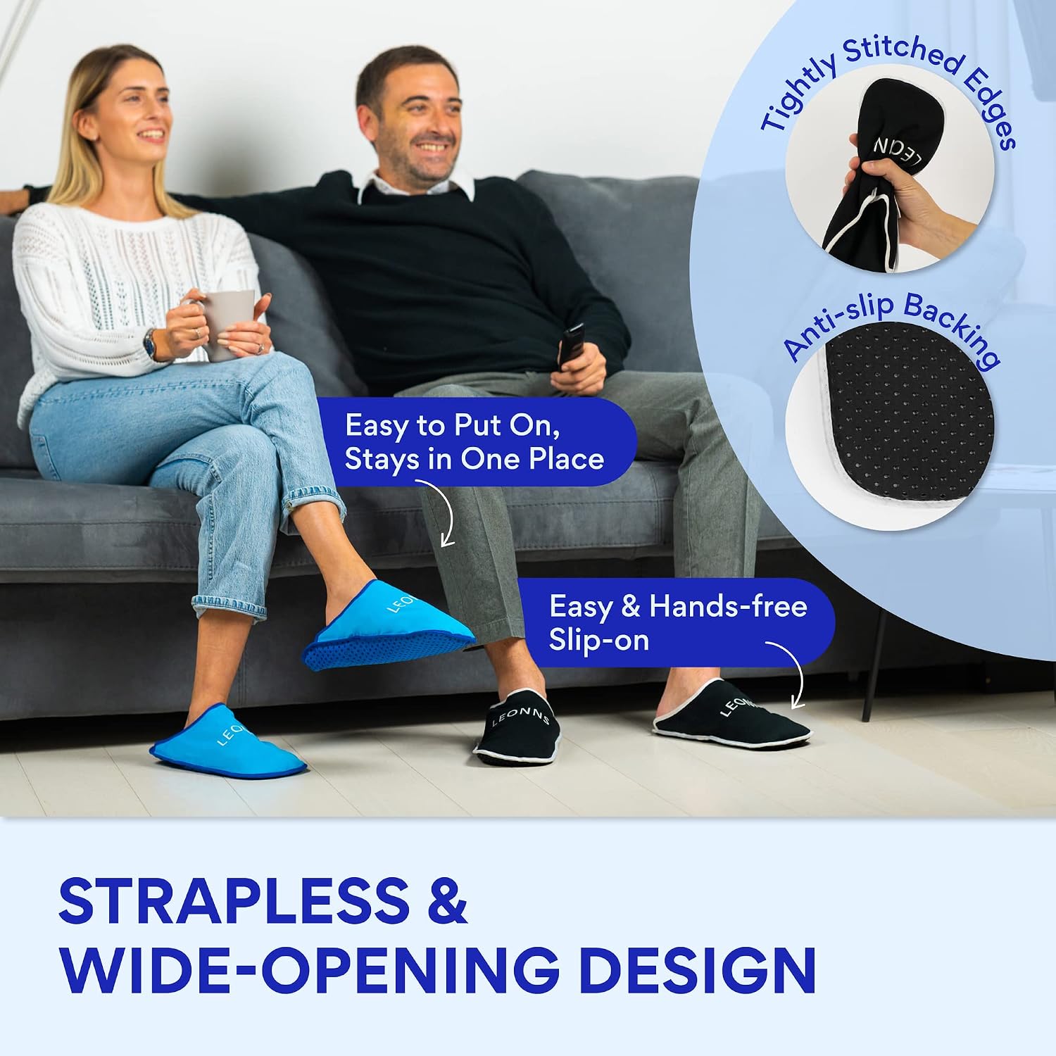 Gel Ice Pack Slippers for Foot Pain, Provides Hot and Cold Therapy, Blue