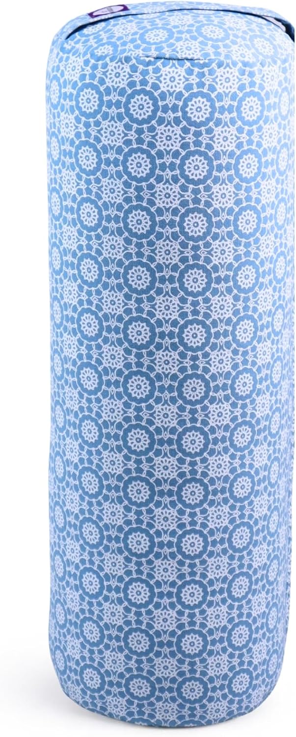 Yogikuti Iyengar Yoga Bolster for Restorative Yoga and Meditation – Lightweight Cotton Support Pillow with Handle for Easy Carry