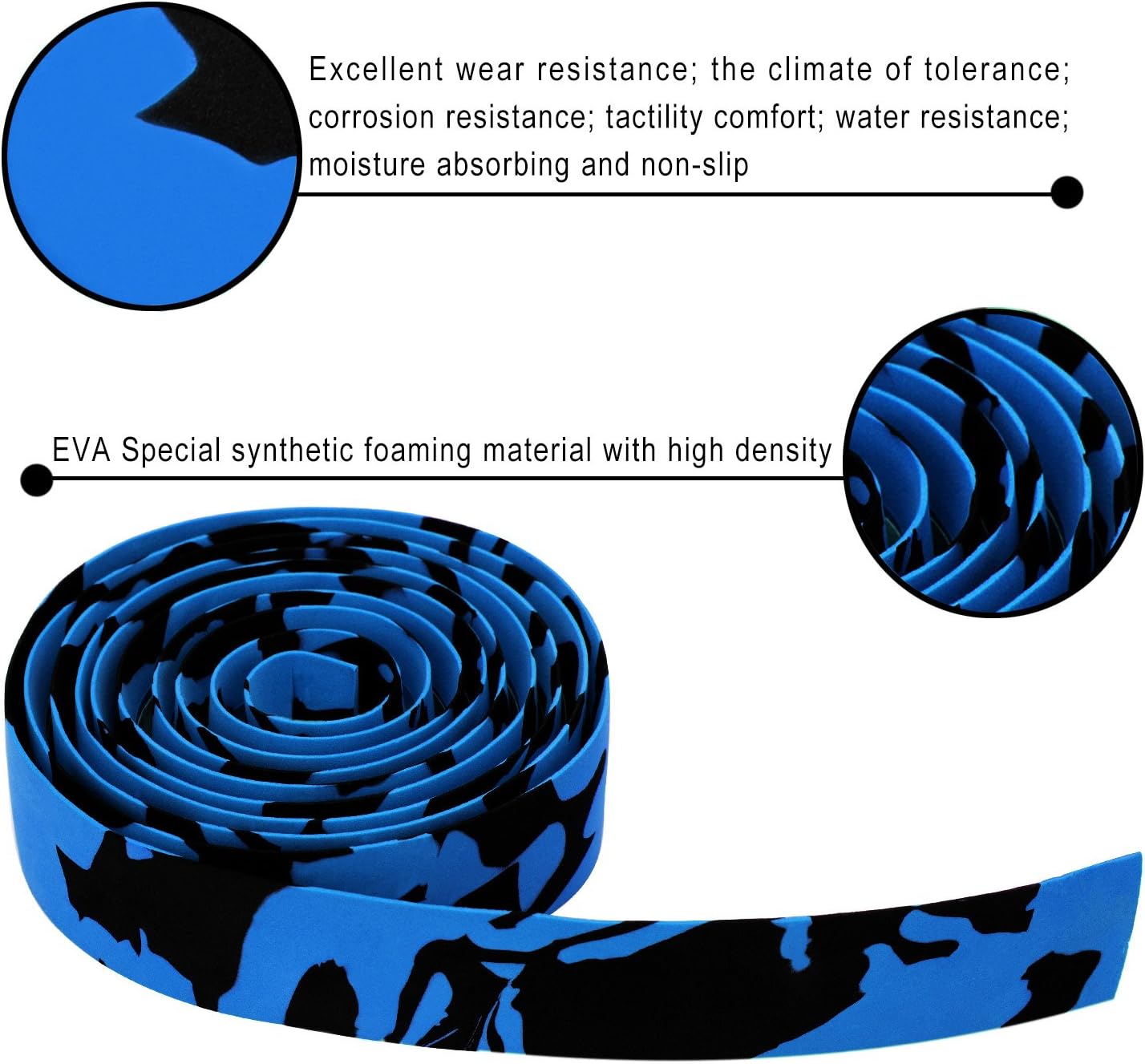 TOPCABIN Comfort Gel Road Bike EVA Handlebar Tape Bike Bar Tape Camouflage Series Tape with Reflective Bar Plugs