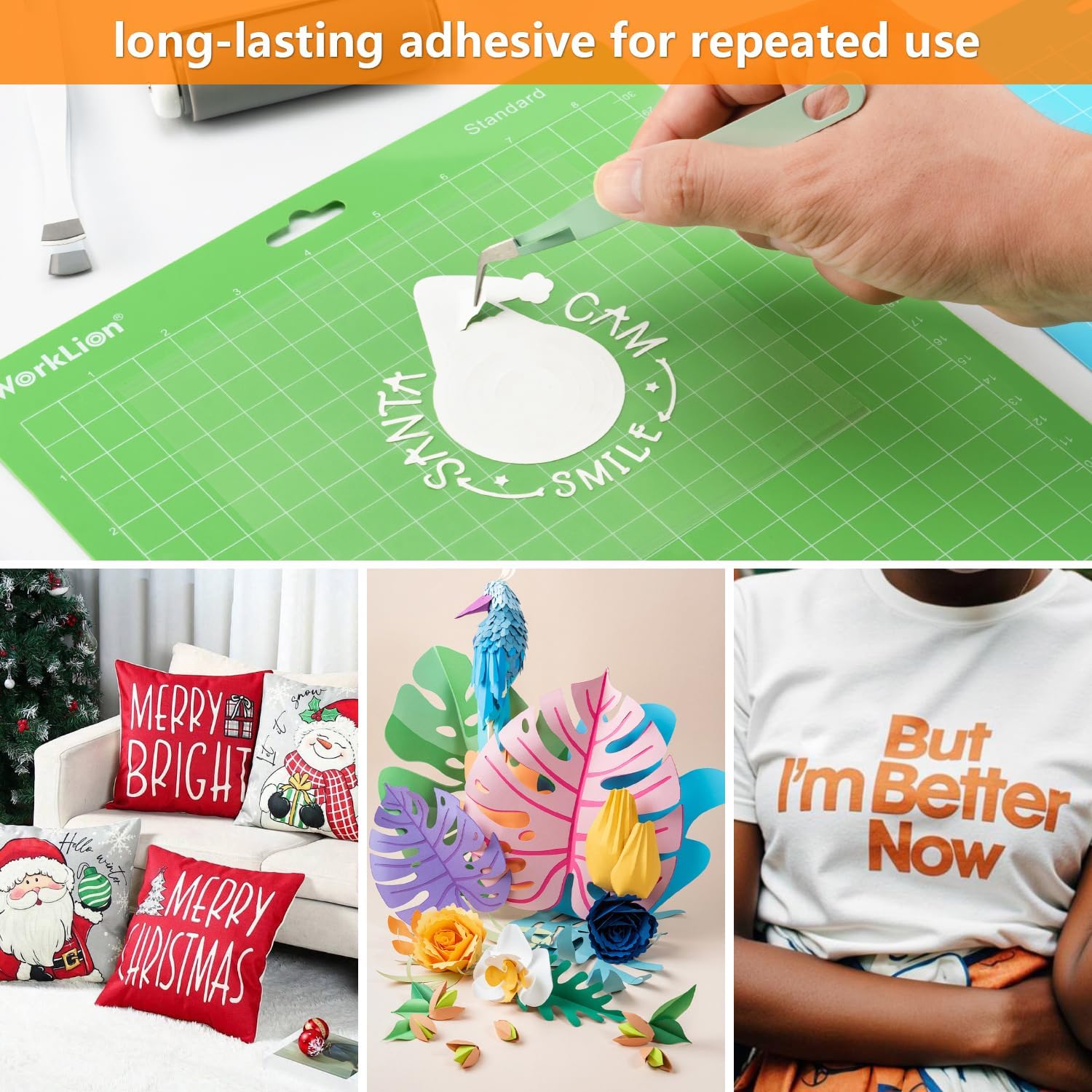 WORKLION Cutting Mat 12x12 Compatible with Maker/Maker 3/Maker 4/Air 2/Explore 3/4, Variety Sticky（Standard, Light