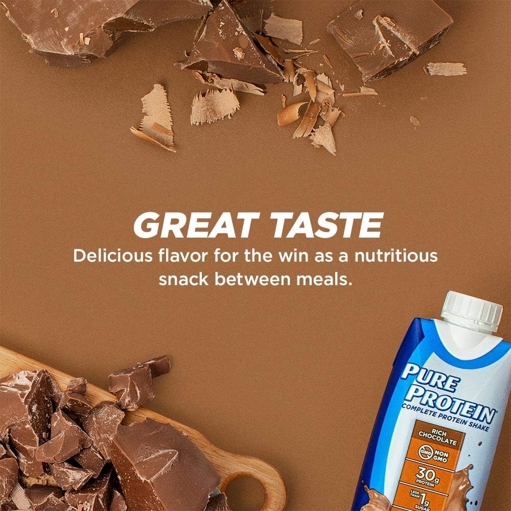 Pure Protein Chocolate Protein Shake | 30g Complete Protein | Ready to Drink and Keto-Friendly | Vitamins A, C, D