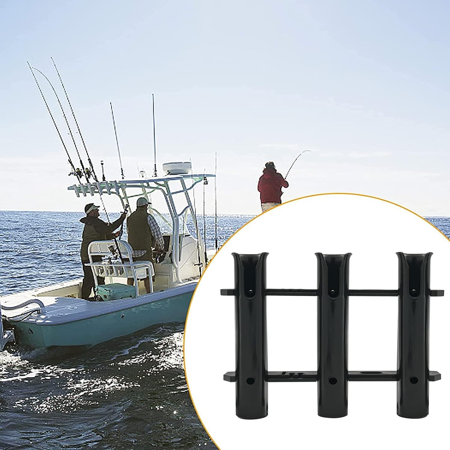 ISURE MARINE Fishing Rod Holder Bracket Wall Mounted Boat Side Mount Tool Holder Tube Links with Screws 2/3/4/6 Pole Tube (White/Black)