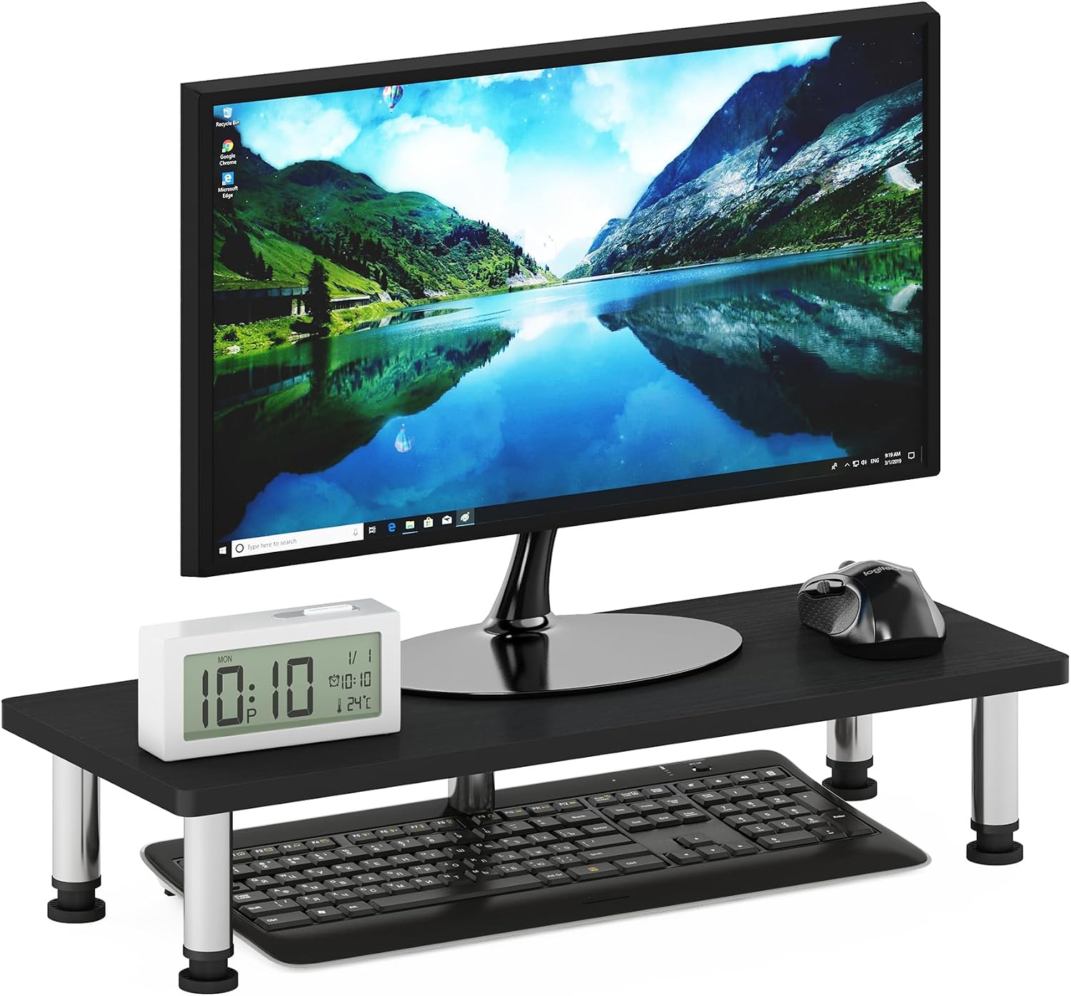 FURINNO Turn-N-Tube Monitor Stand, French Oak Grey/Black