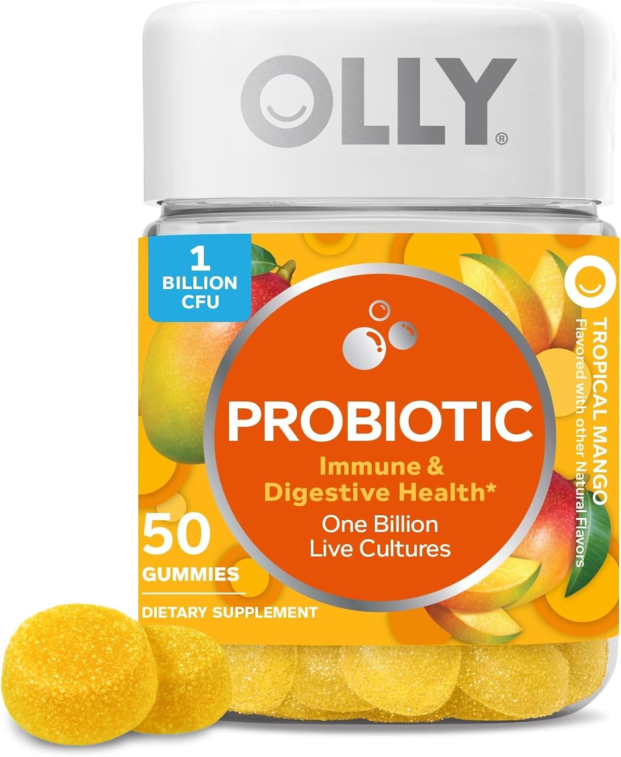 OLLY Probiotic Gummy, Immune System & Digestive Support*, Mango - 50 Count