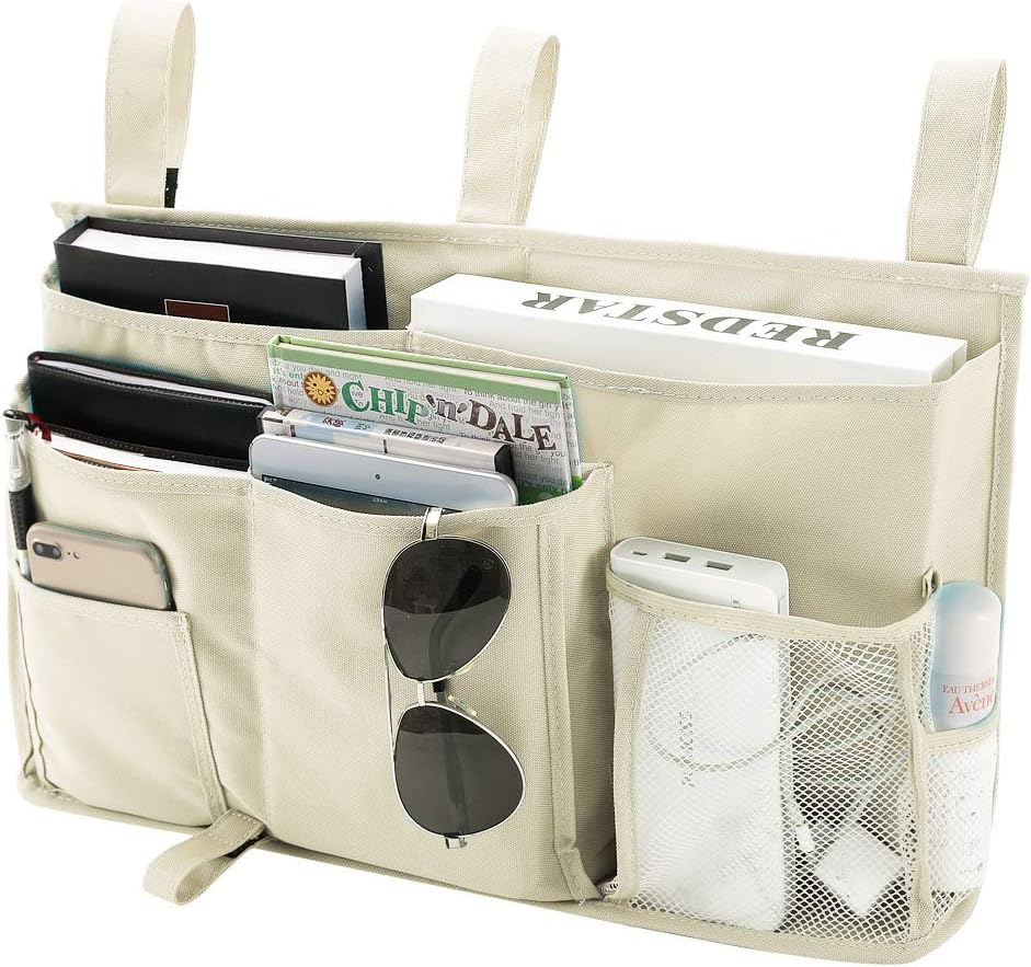 Bseash Bunk Bed Organizer, Bedside Caddy Hanging Bed Organizer Storage Bag 8 Pockets, for College Dorm Rooms Bed, Hospital Bed, Baby Bed Rails