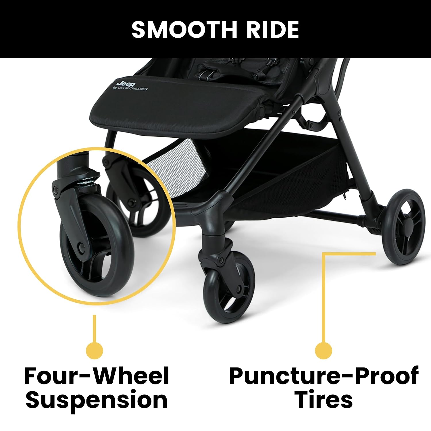 Jeep Altitude Compact Travel Stroller by Delta Children Greenguard Gold, Easy One Hand Fold, Lightweight, Extendable Canopy with Peek-a-Boo Window, Reclining Seat, 4 Wheel Suspension, Olive Green