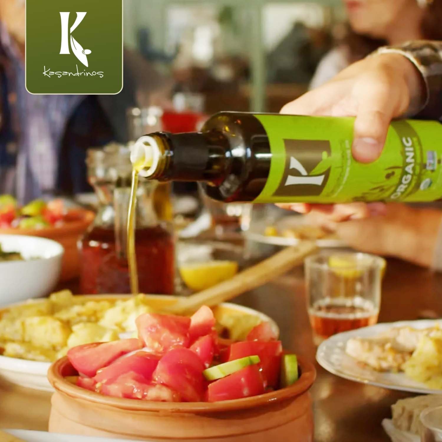 Kasandrinos Organic Olive Oil Extra Virgin, Polyphenol Rich Greek Olive Oil, 100% Organic First Cold Pressed, Mild + Delicate Flavor, Verified by Non GMO, 500 ml / 16.9 oz