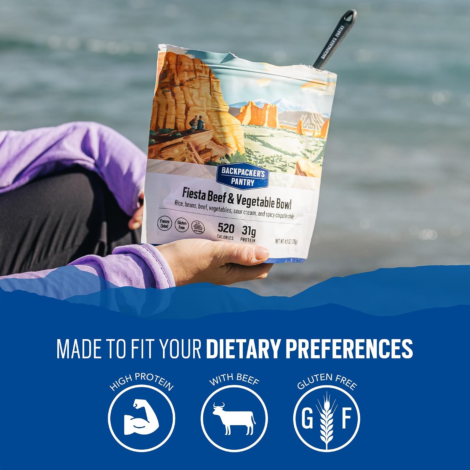Backpacker's Pantry Lasagna | 1-Pack | 29g Protein | 620 Cal | Vegetarian, Nut Free | Made in the USA | Freeze Dried Meal & Camping Food