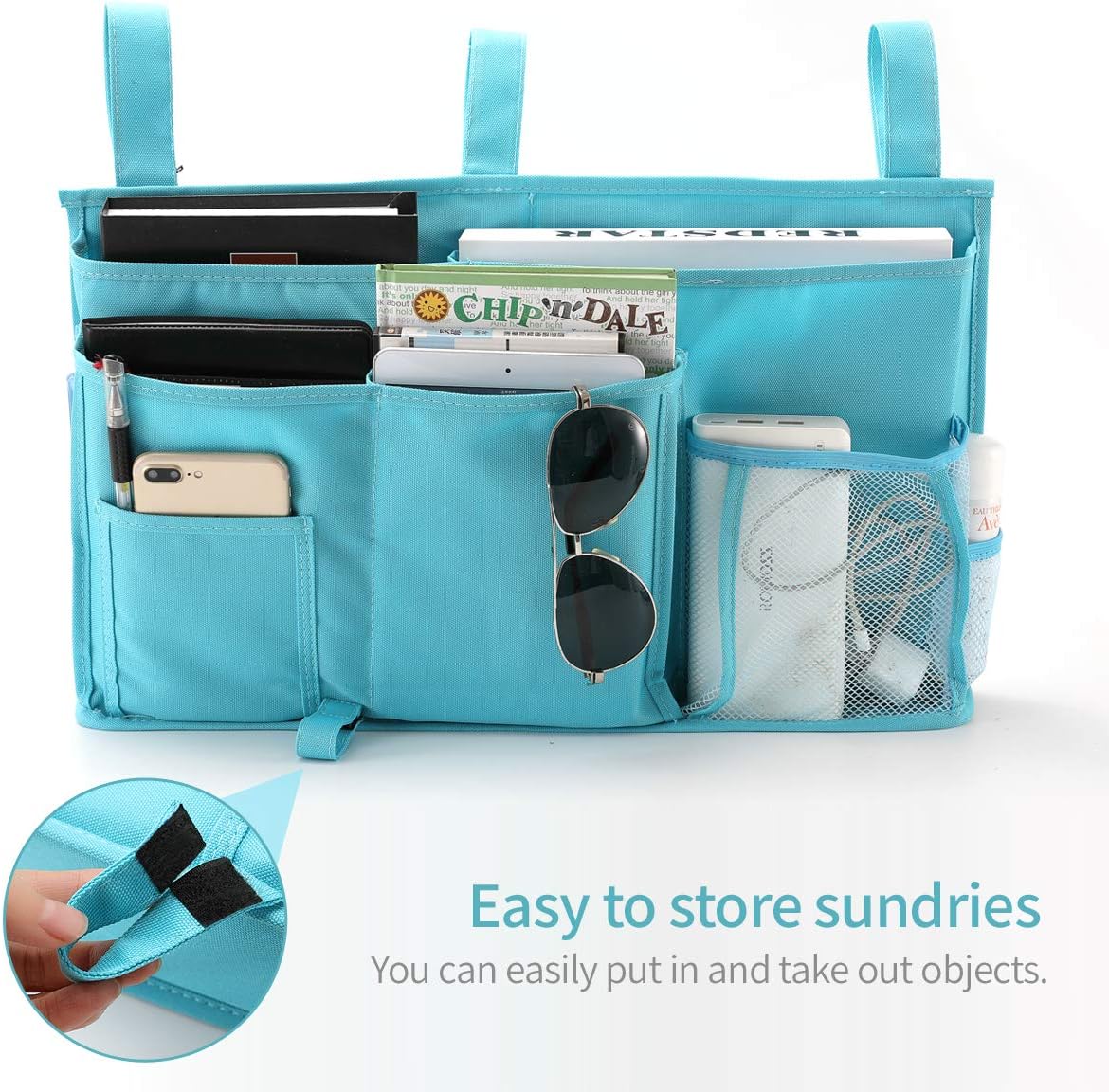 Bseash Bunk Bed Organizer, Bedside Caddy Hanging Bed Organizer Storage Bag 8 Pockets, for College Dorm Rooms Bed, Hospital Bed, Baby Bed Rails