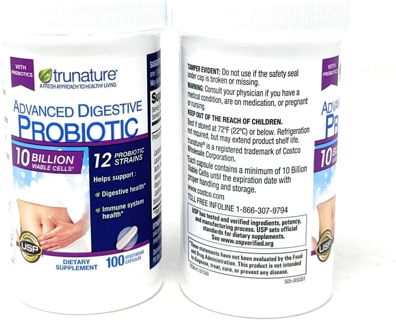 Trunature Digestive Probiotic Capsules, Healthy Immune System 2Pack (100 Count) Product is Recommended