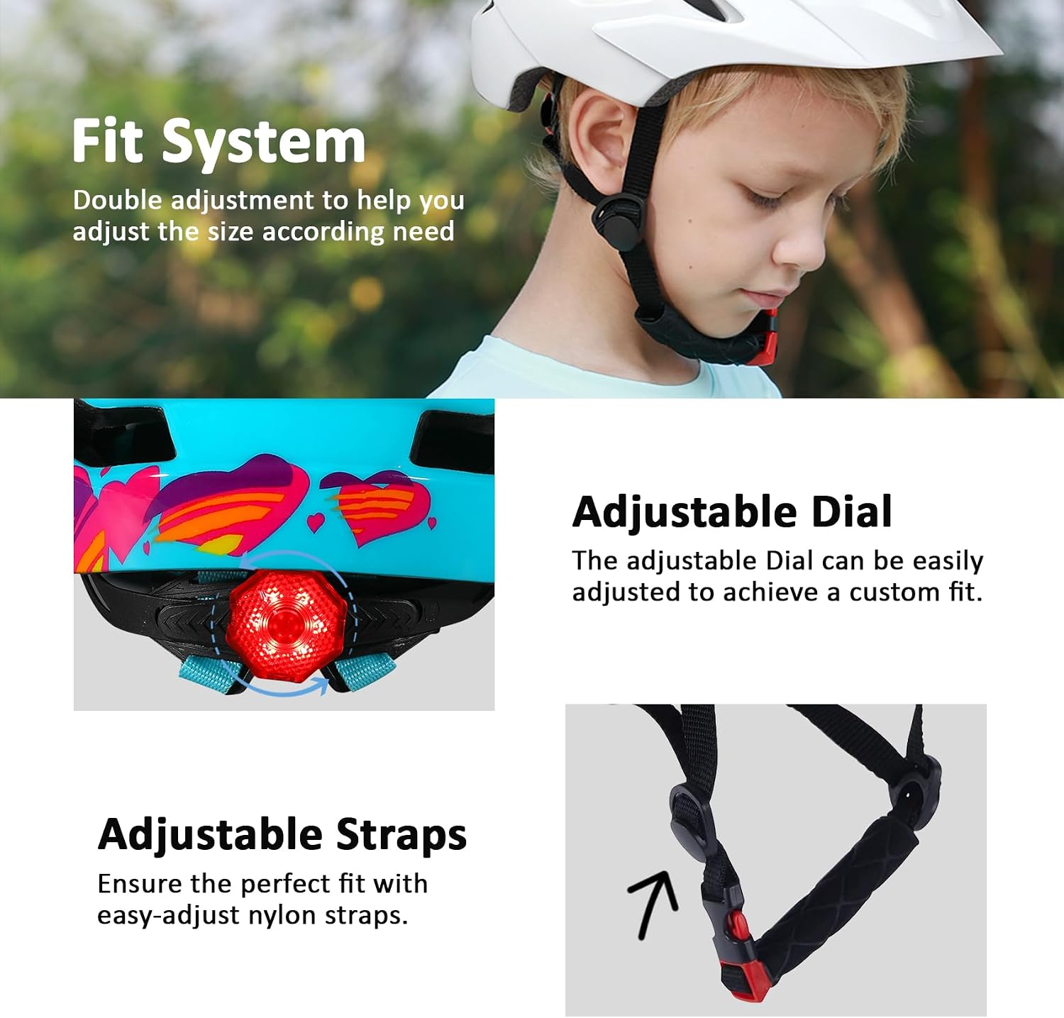 Kids Bike Helmet, Toddler Youth Helmet for Boys Girls, Ages 3-5, 5-8, 8-14
