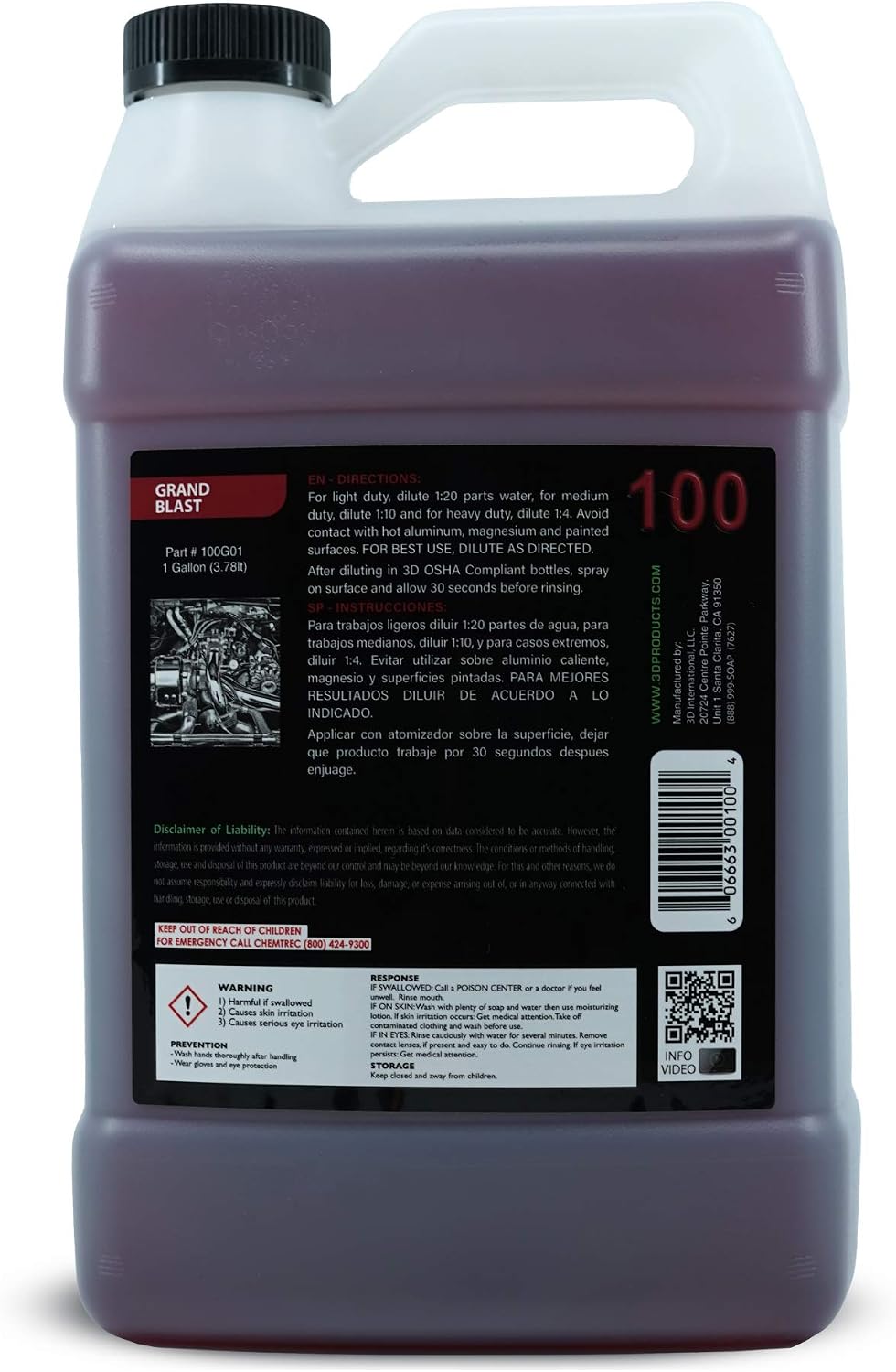 3D Grand Blast Engine Degreaser – Heavy Duty Biodegradable Cleaner for Engines, Wheels, Exhausts & More – Fast-Acting