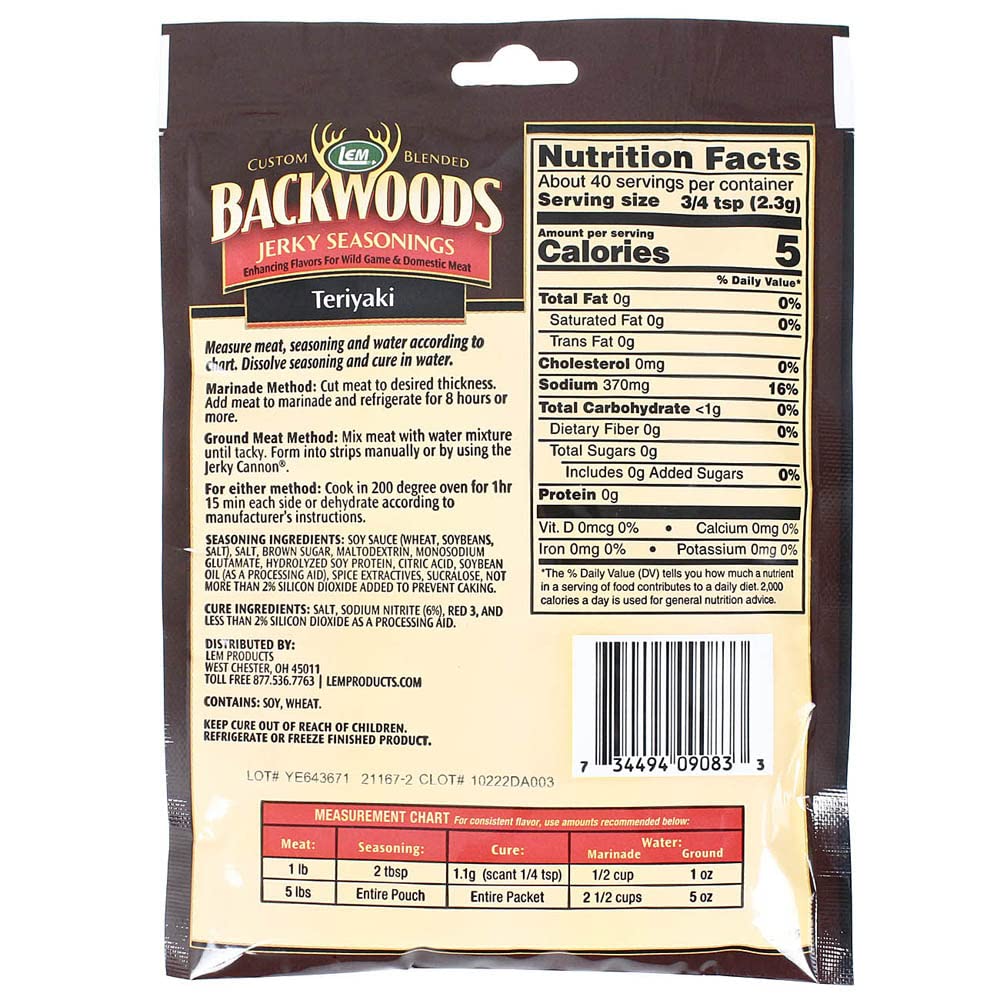 LEM Backwood Teriyaki Jerky Seasoning - Makes 5 lbs.