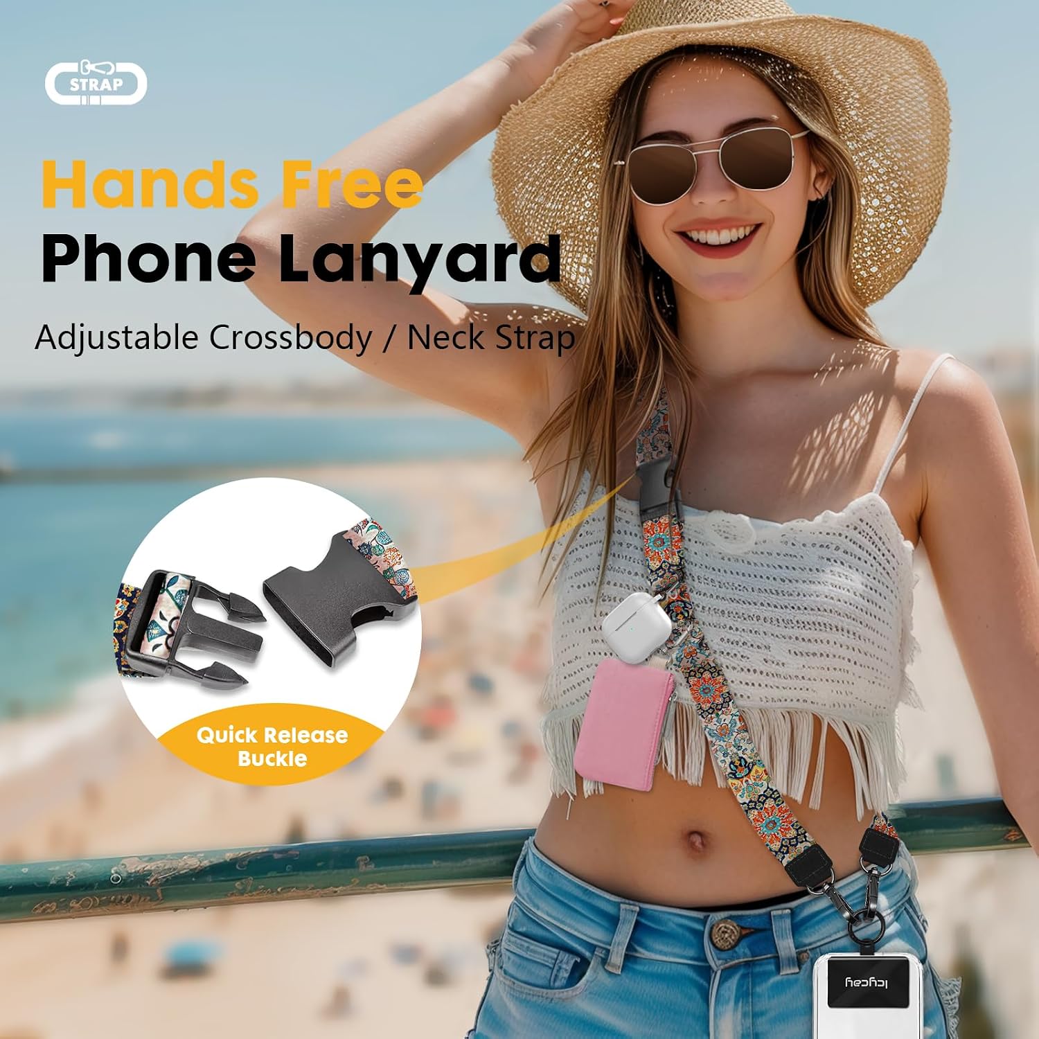Icycay Phone Lanyard Crossbody Strap Neck Adjustable Teacher Women Cat