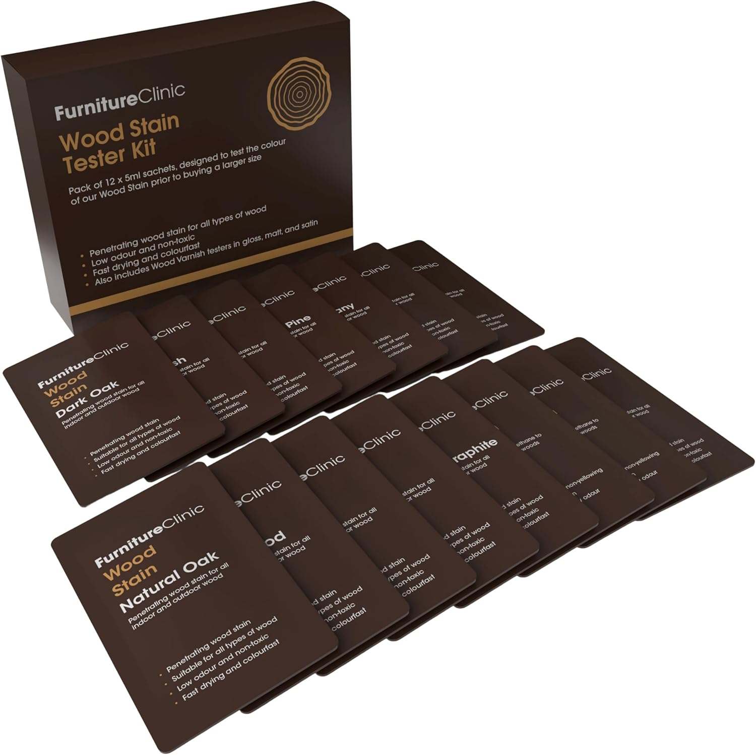Furniture Clinic Wood Stain | Dark Oak | Water Based | Fast Drying, Low Odor
