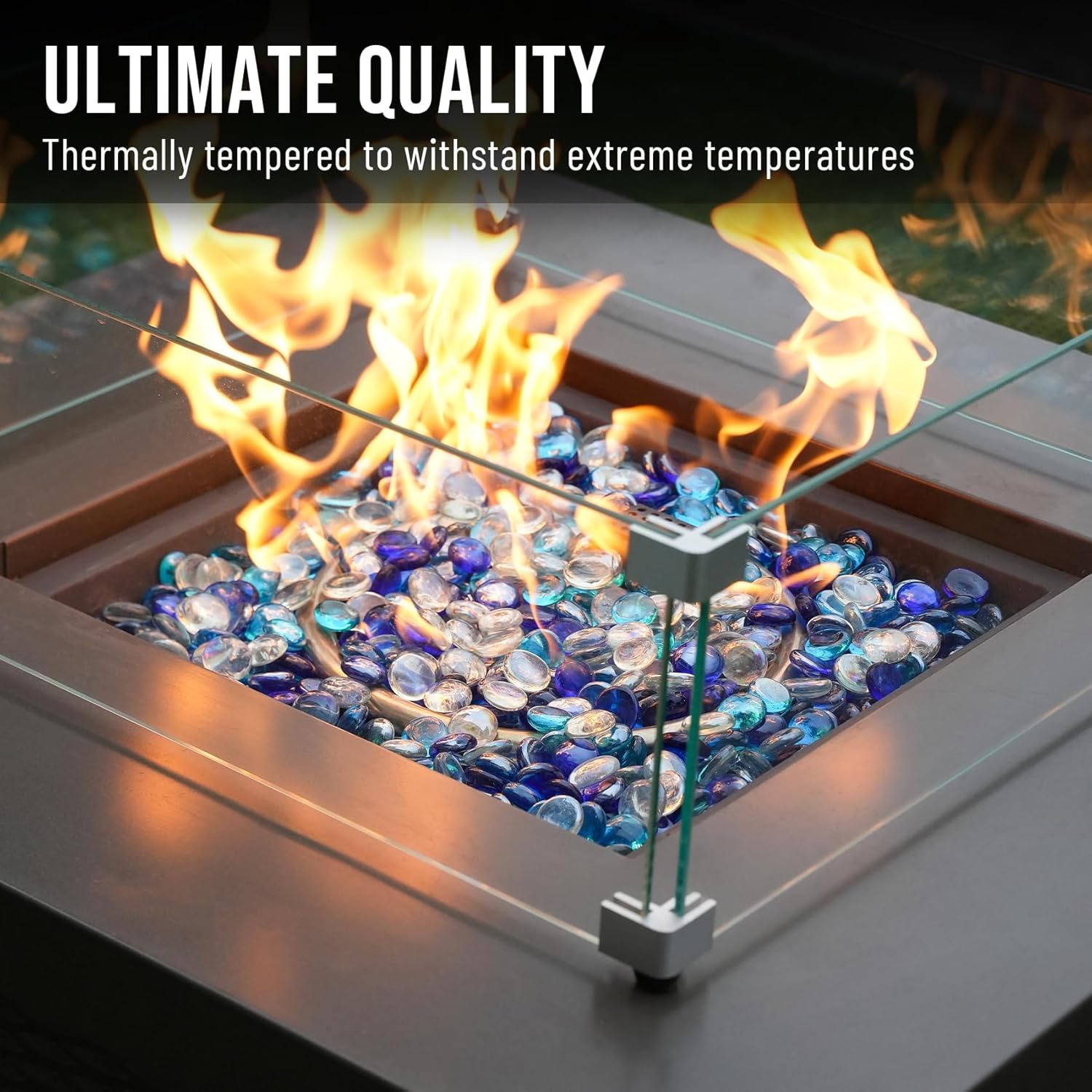 Skyflame 10-Pound Fire Glass Beads for Fire Pit Fireplace, Onyx Black