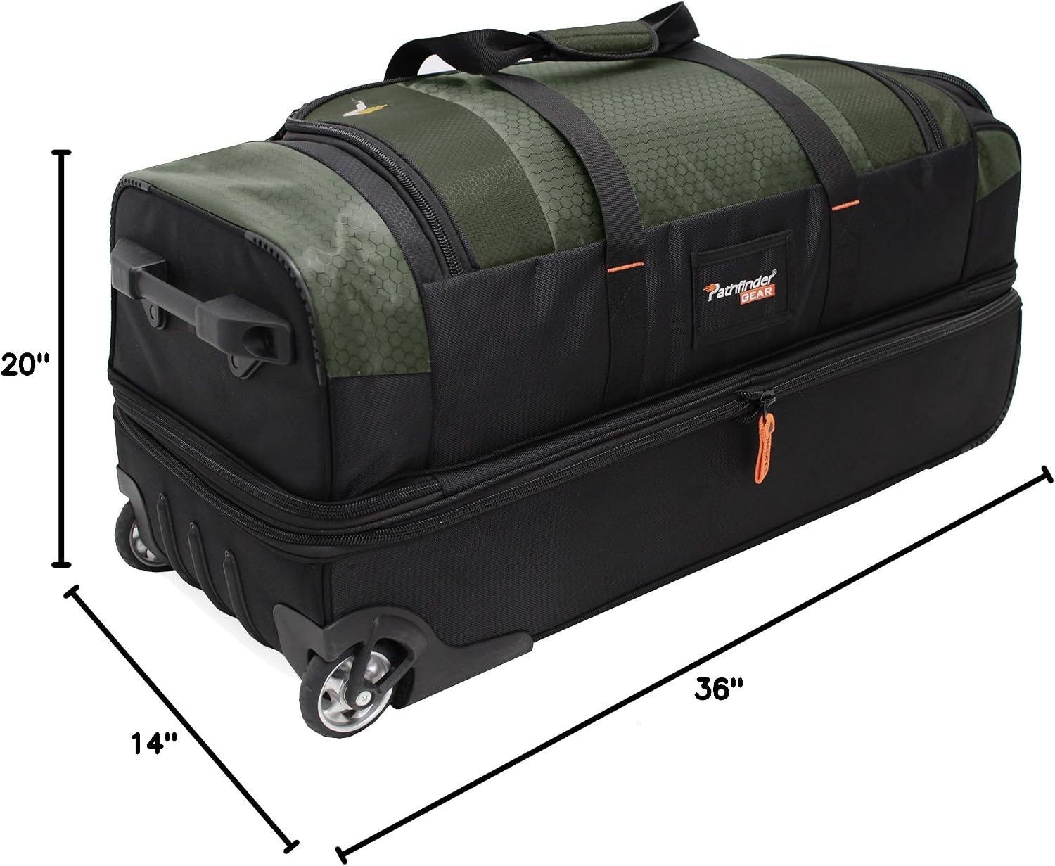 Pathfinder Gear 36 Inch Rolling Drop Bottom Duffel, Black, One Size