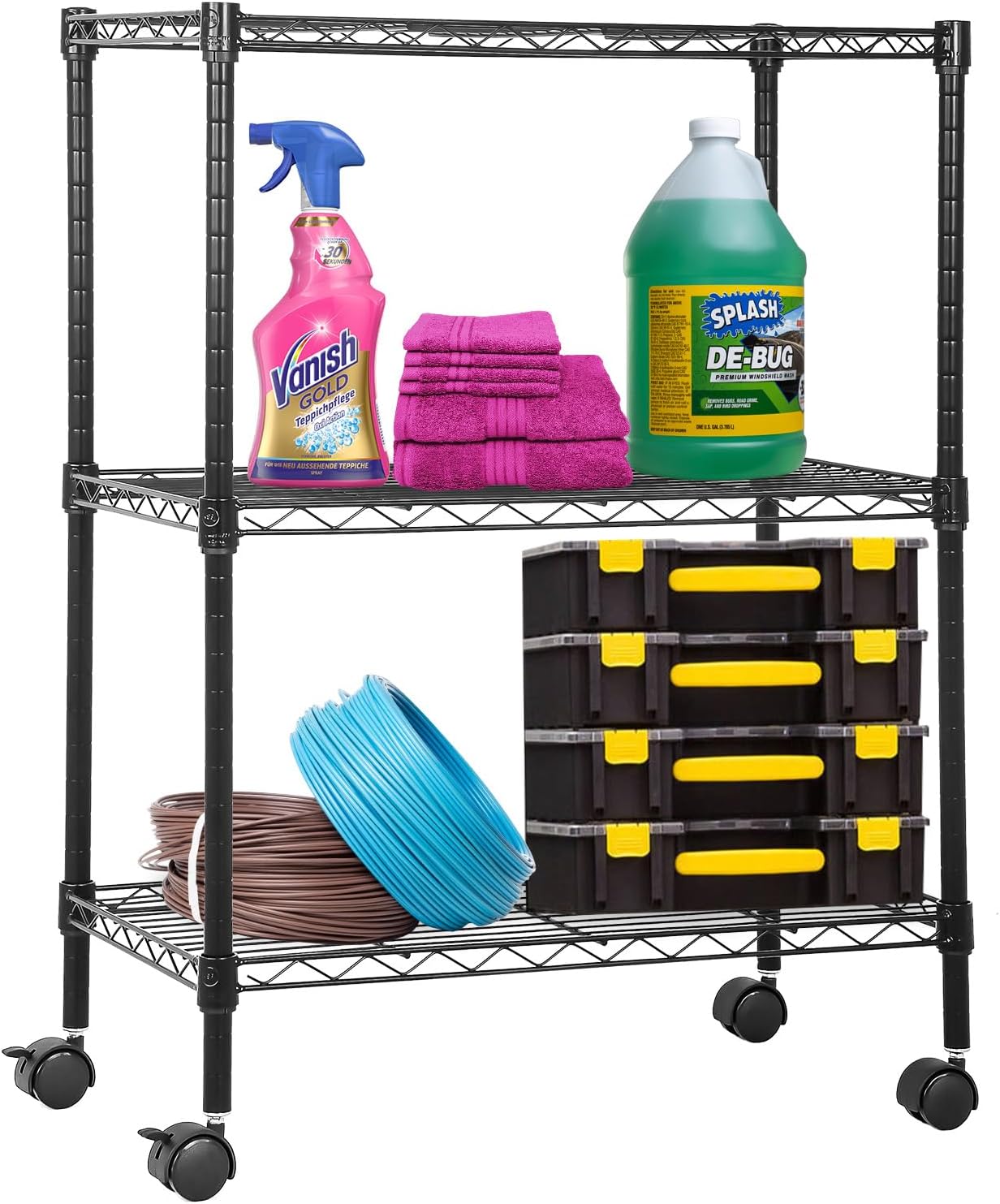 PayLessHere | 6-Tier Wire Shelf with Wheels | 45"x18"x82" | Black