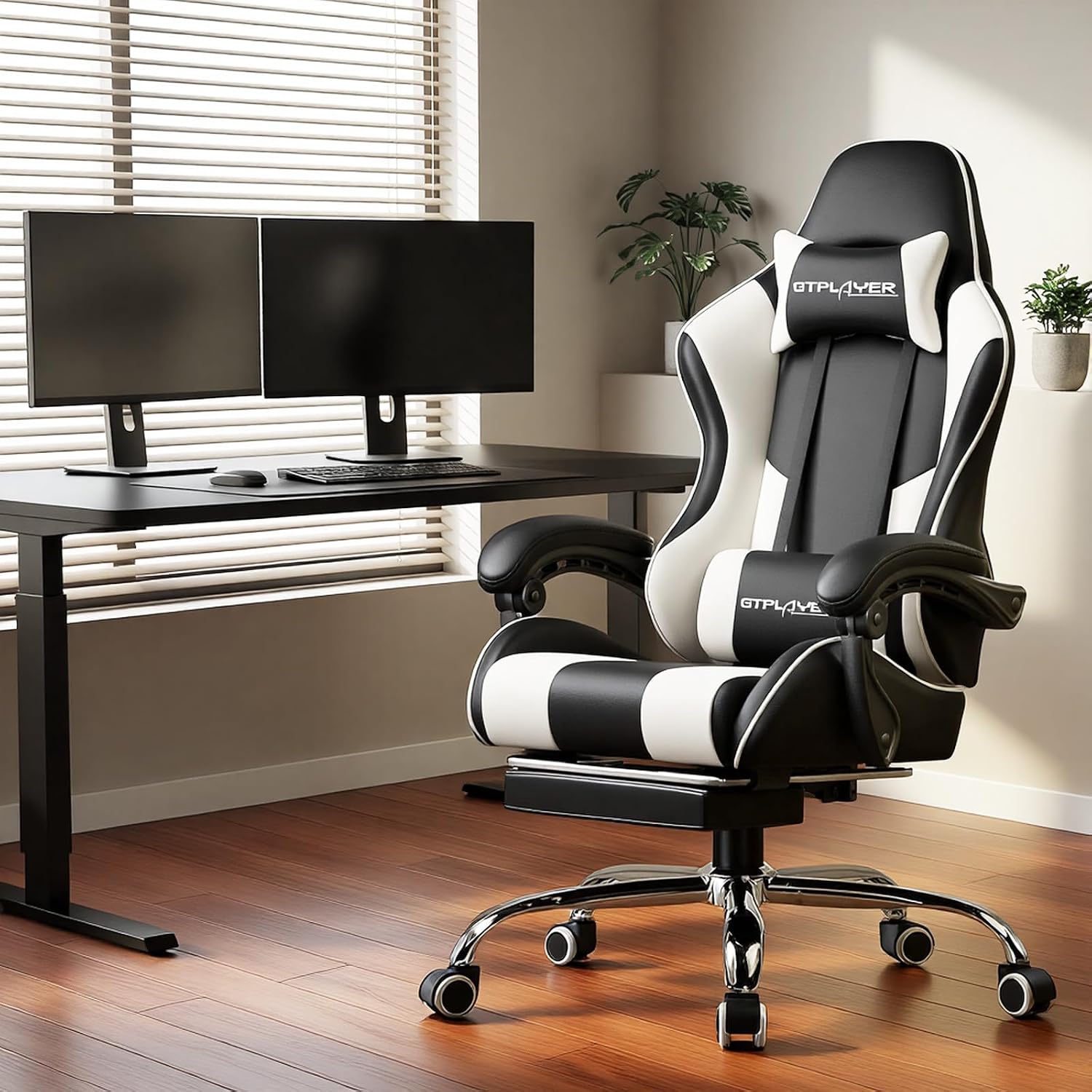 GTPLAYER Gaming Chair, Computer Chair with Footrest and Lumbar Support