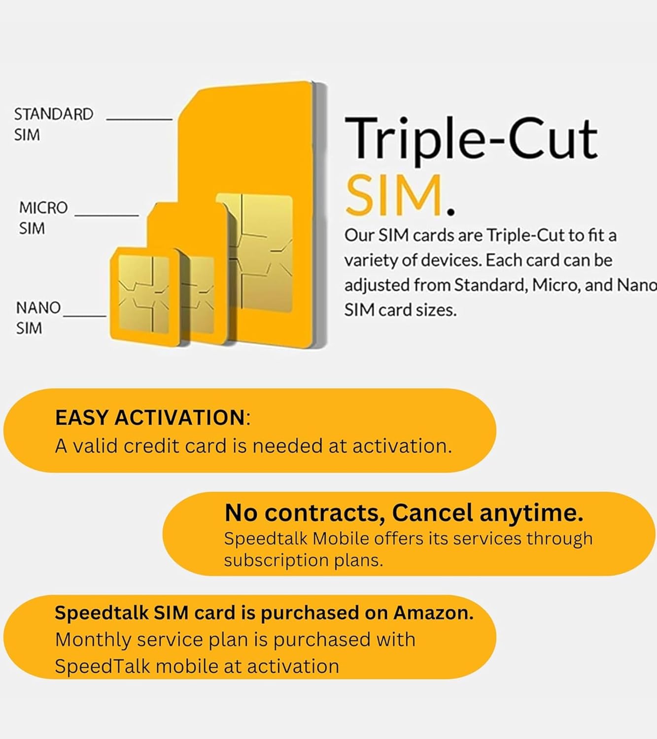 $5 Prepaid SIM Card – Top Value Plan for Smartphones & Cellphones | 100 Minutes, 100 Texts, 100MB Data | 5G/4G LTE | Triple-Cut (Mini, Micro, Nano) | No Contract – 30-Day Service