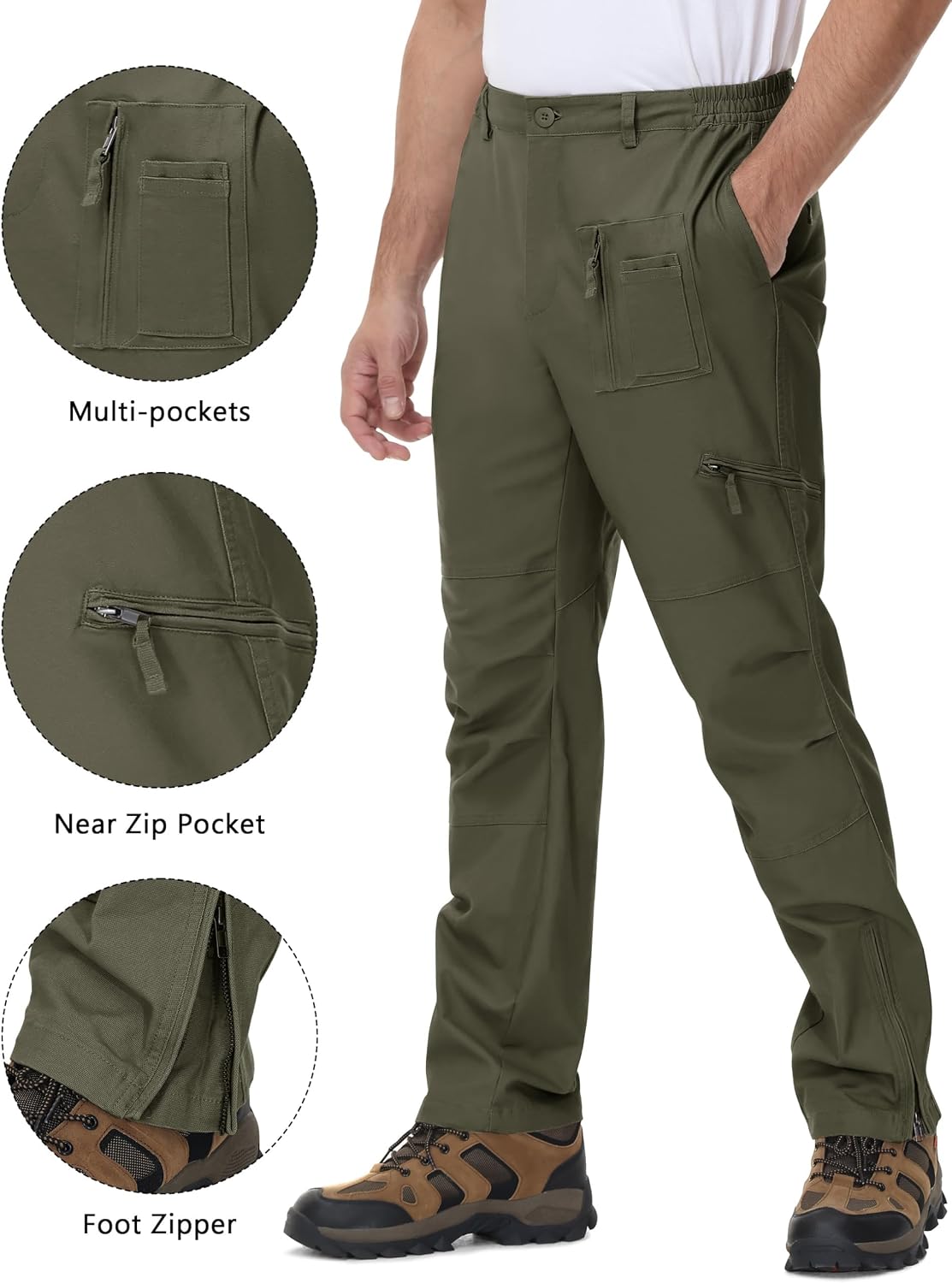 CRYSULLY Mens Tactical Cargo Pants Ripstop Cotton Military Hiking Work