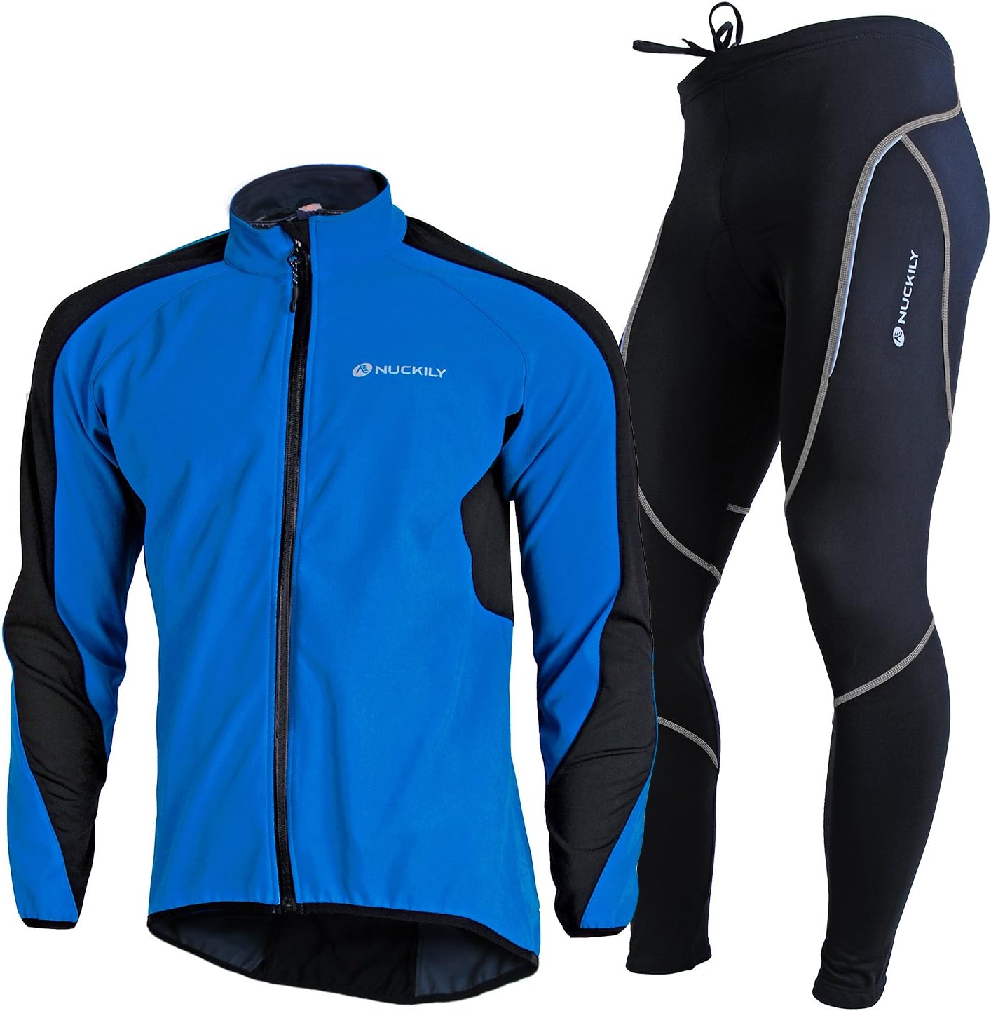 Men's Cycling Jersey Set, Winter Thermal Fleece Lining Waterproof Long Sleeve Jacket with Padded Riding Pants