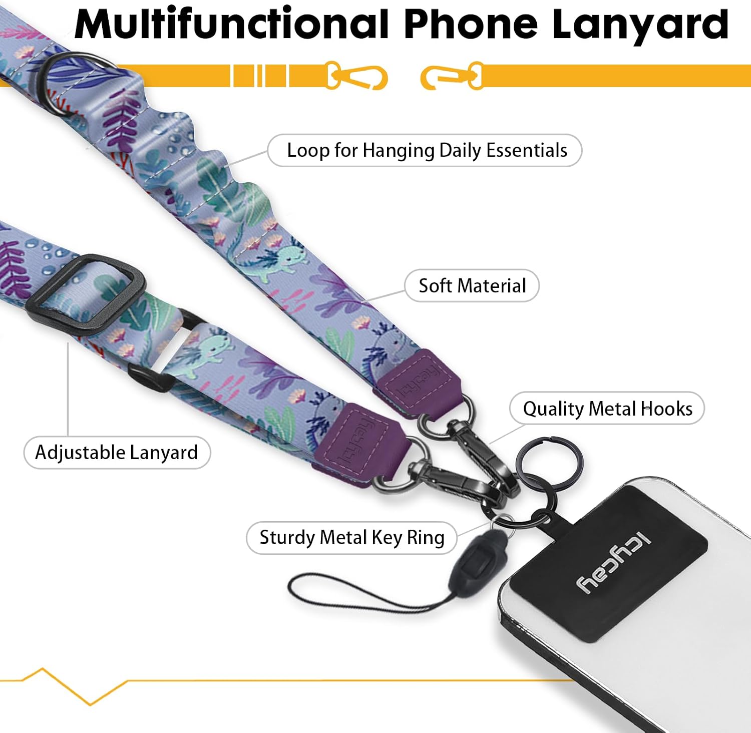 Icycay Phone Lanyard Crossbody Strap Neck Adjustable Teacher Women Cat