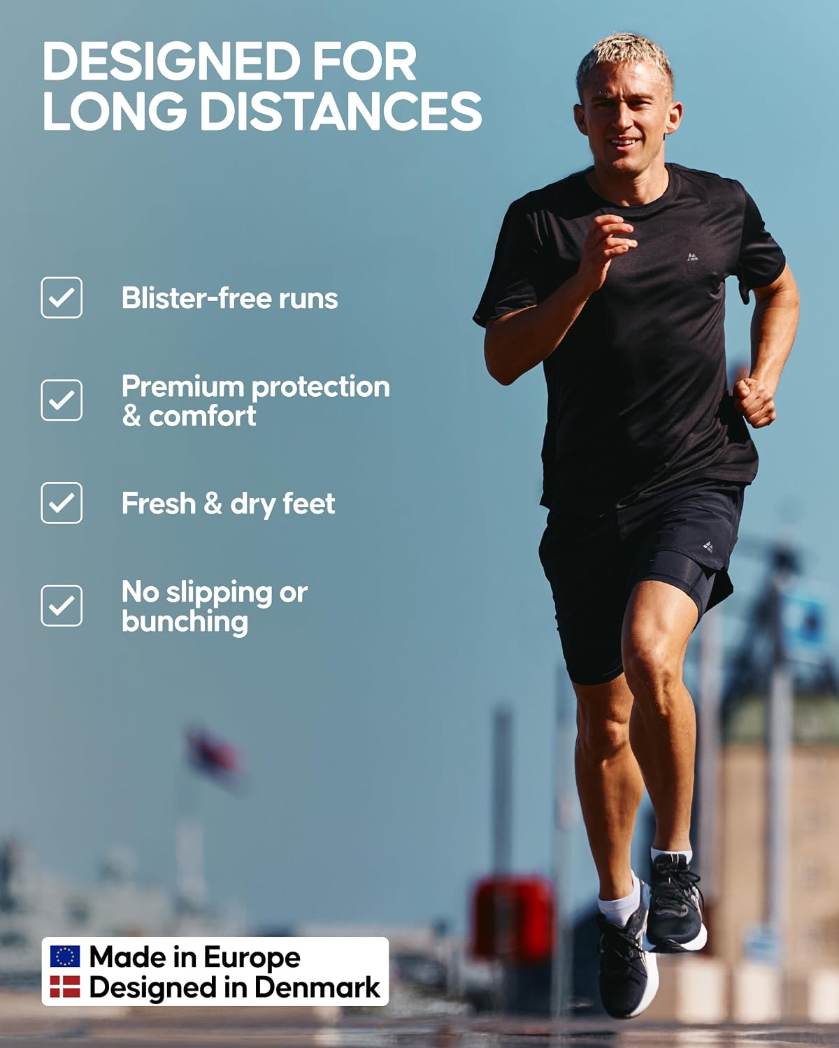 DANISH ENDURANCE Running Socks, Low-Cut, Anti Blister, 3 & 5-Pack