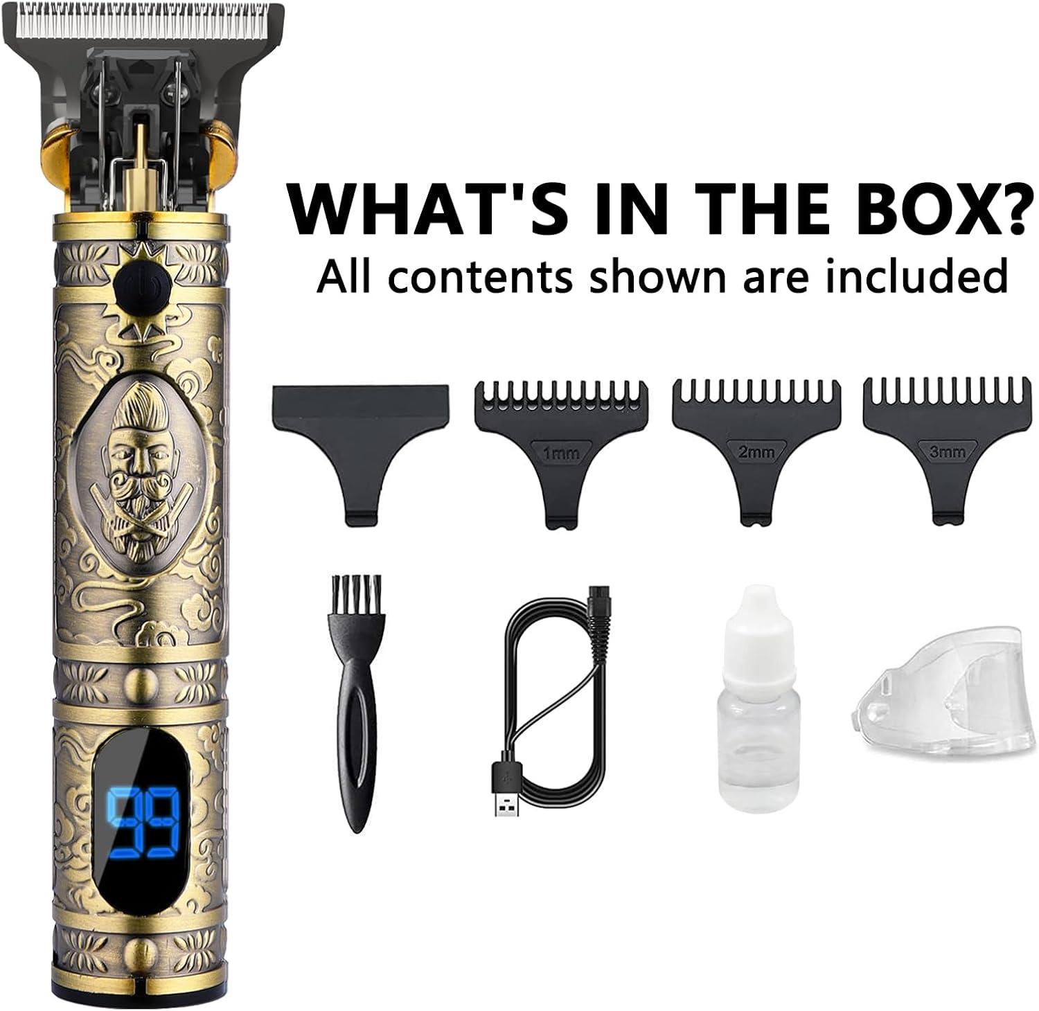 AMULISS Beard Trimmer for Men,Zero Gapped Vintage Professional Hair Clipper