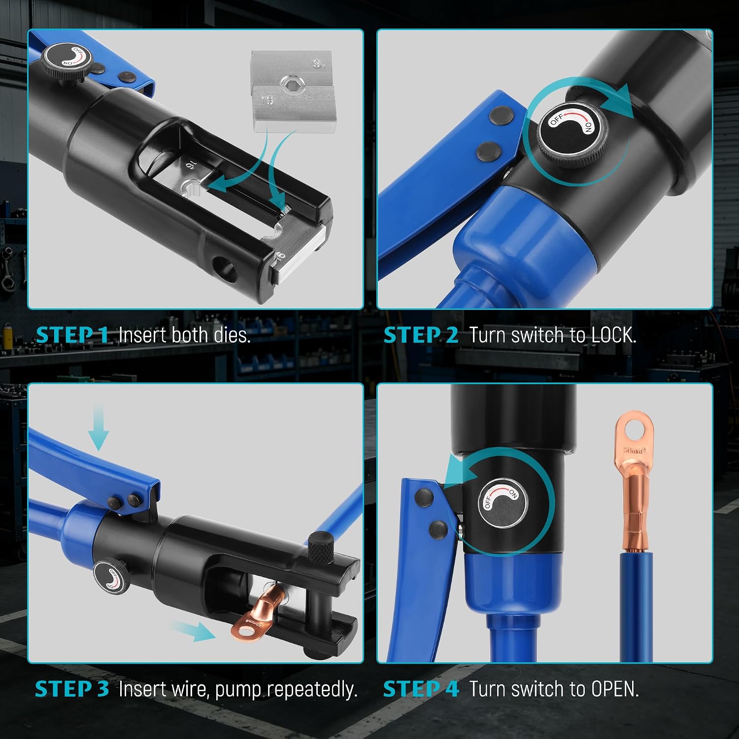 Lichamp 19 Packs Hydraulic Cable Lug Tool with 4 AWG to 600 MCM